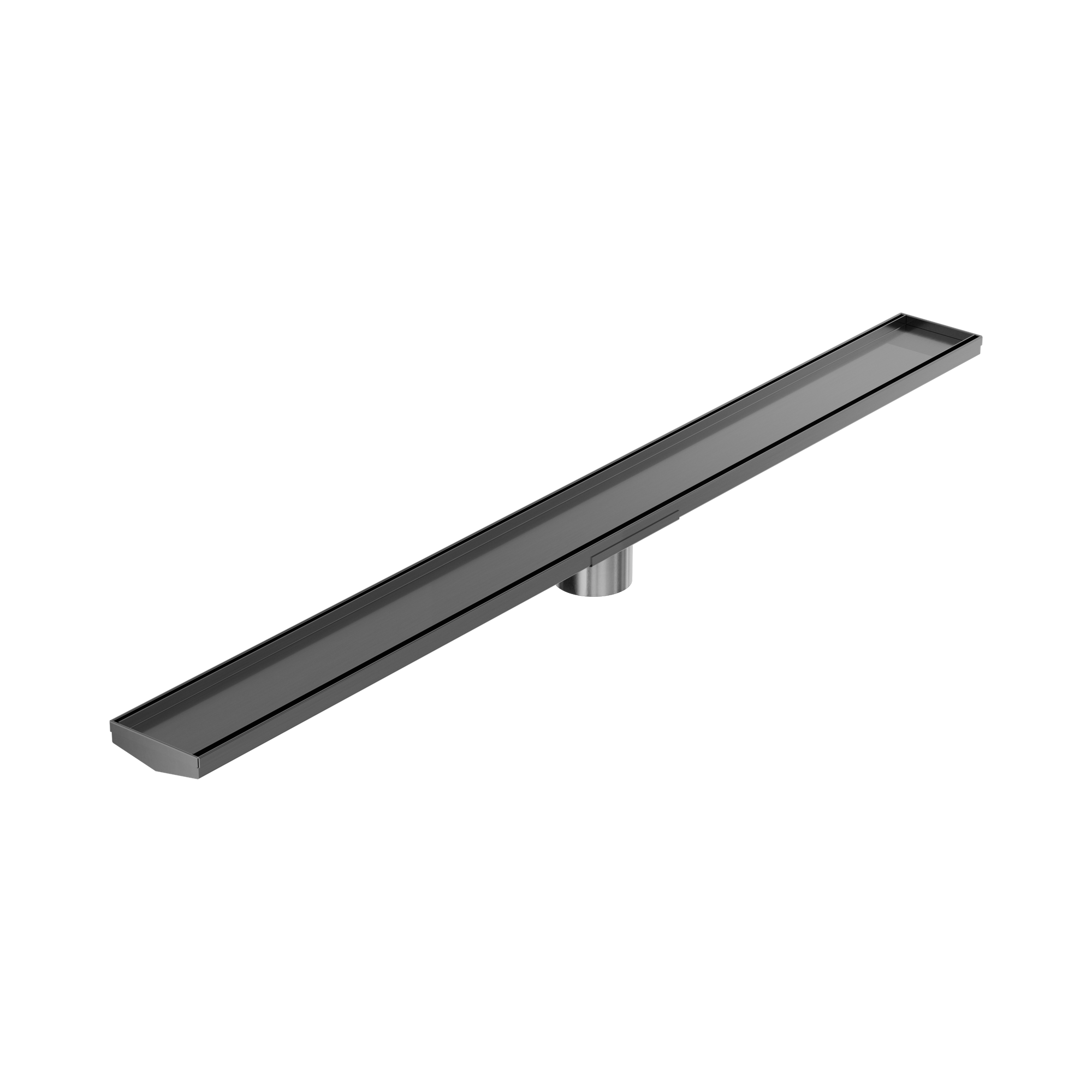 NRFG009 HSGM Tile Insert V Channel 1200mm Floor Grate 80mm Outlet With Hole Saw Gun Metal image 1