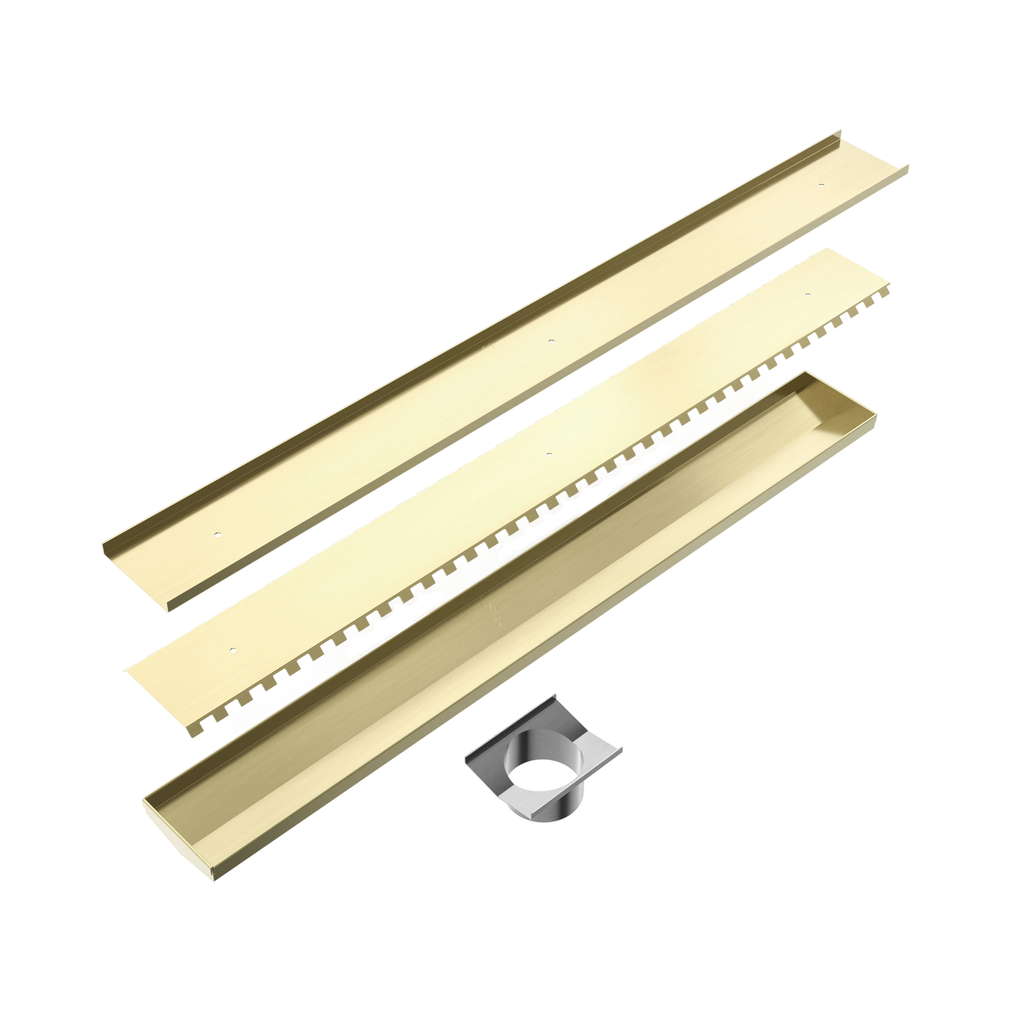 NRFG010 HSBG Tile Insert V Channel 800x106mm Floor Grate 90mm Outlet Brushed Gold image 2