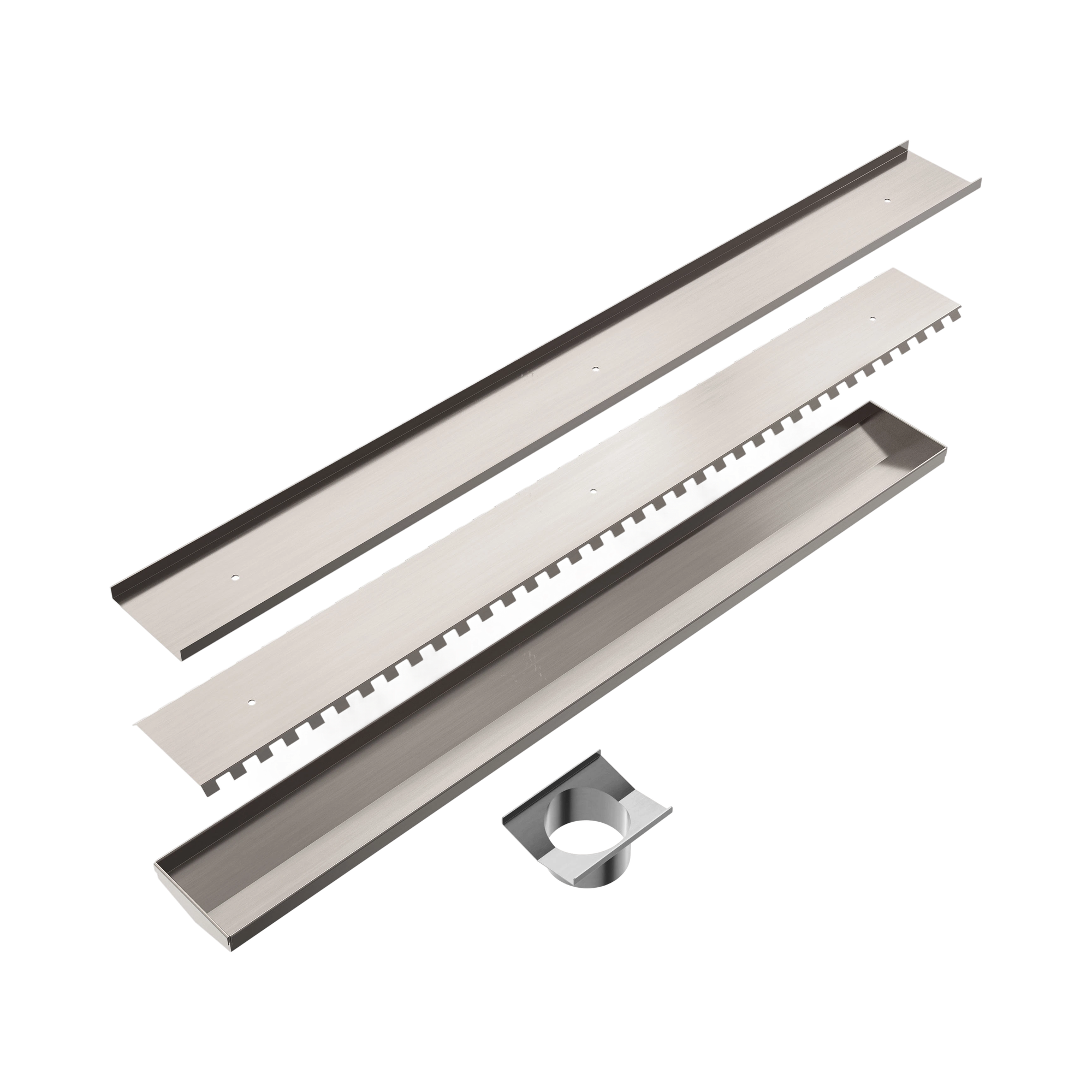 NRFG010 HSBN Tile Insert V Channel 800x106mm Floor Grate 90mm Outlet Brushed Nickel image 2