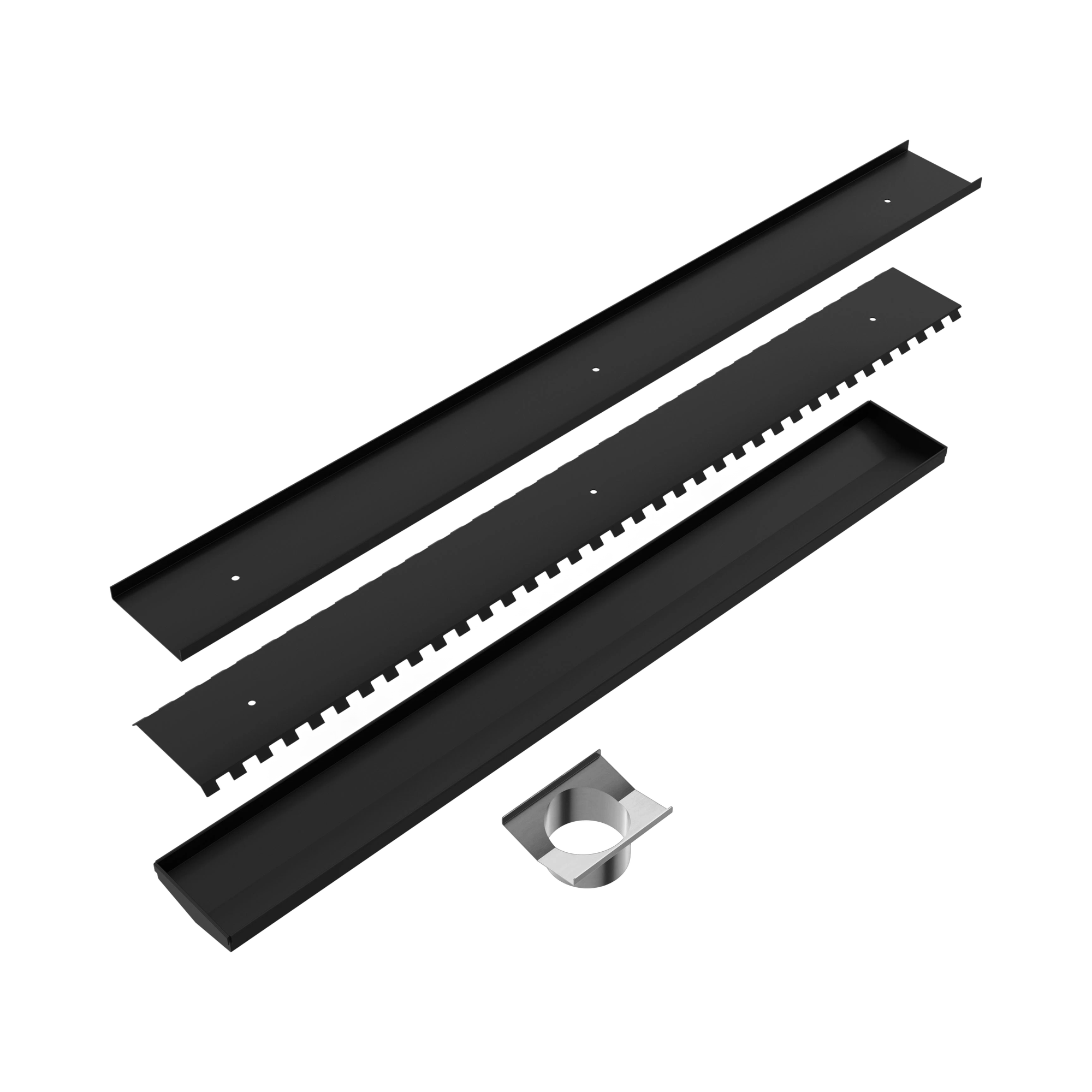 NRFG010 HSMB Tile Insert V Channel 800x106mm Floor Grate 90mm Outlet Matte Black image 2