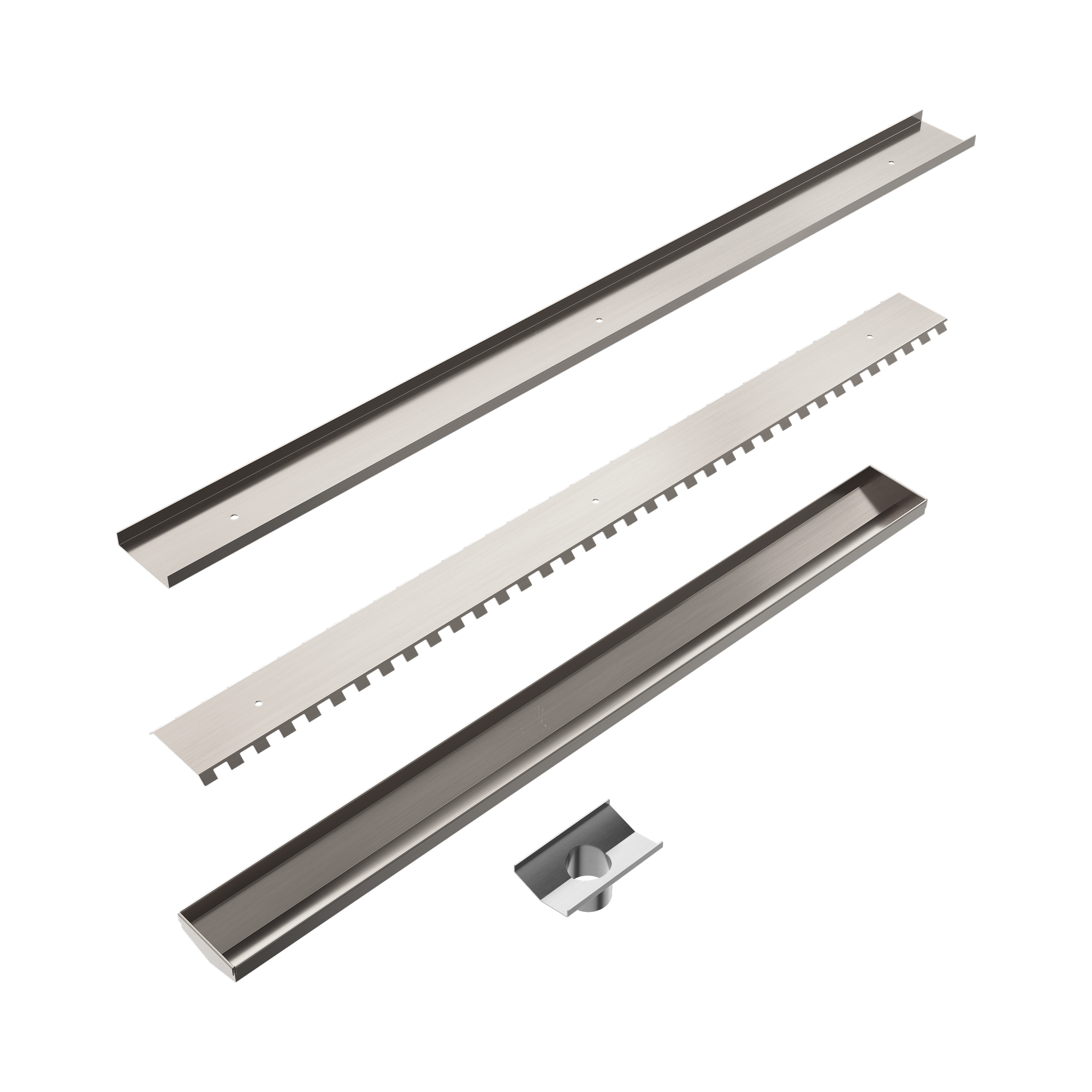 NRFG011 HSBN Tile Insert V Channel 800x82mm Floor Grate 50mm Outlet Brushed Nickel image 2