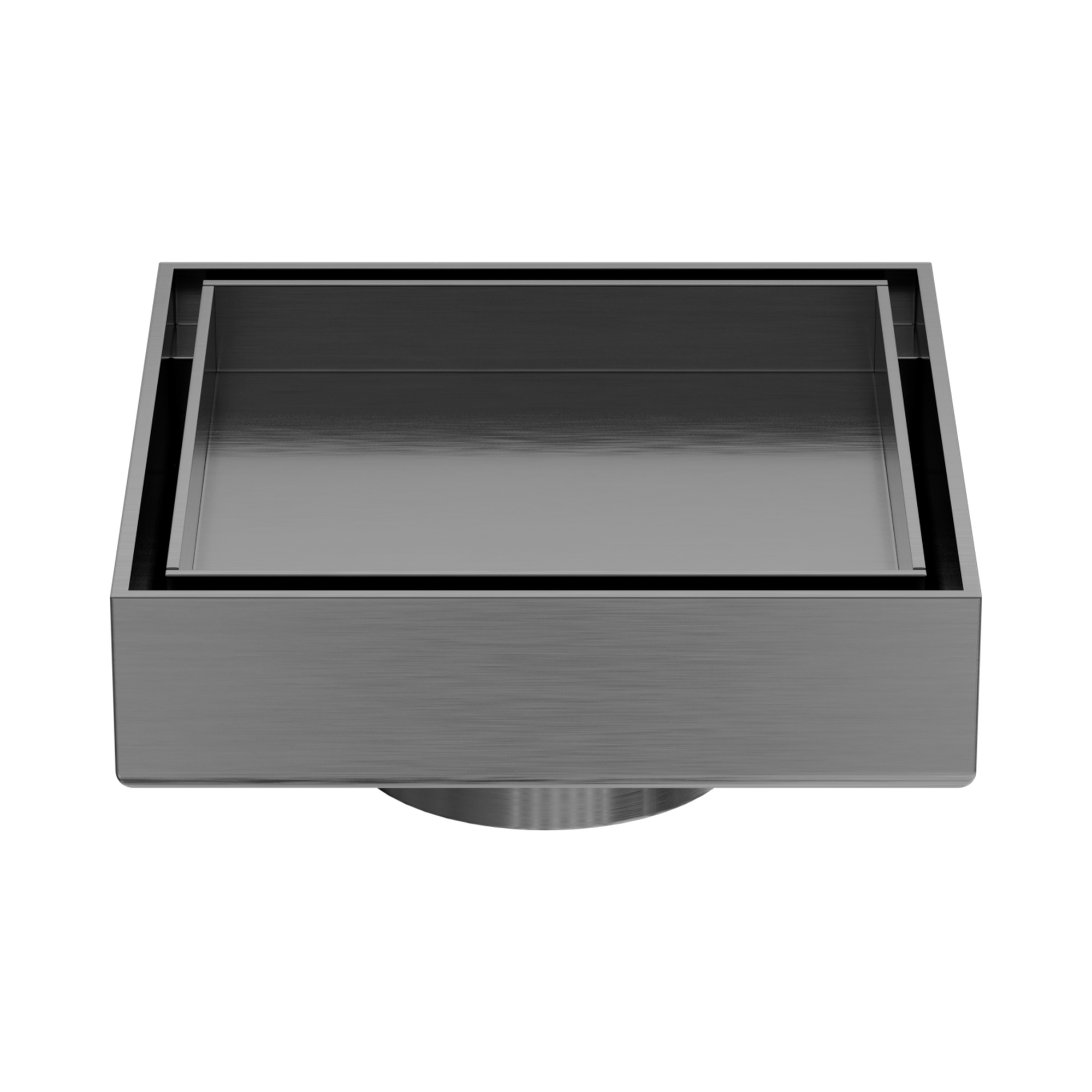 NRFW006 GM 100mm Square Tile Insert Floor Waste 50mm Outlet Gun Metal image 1