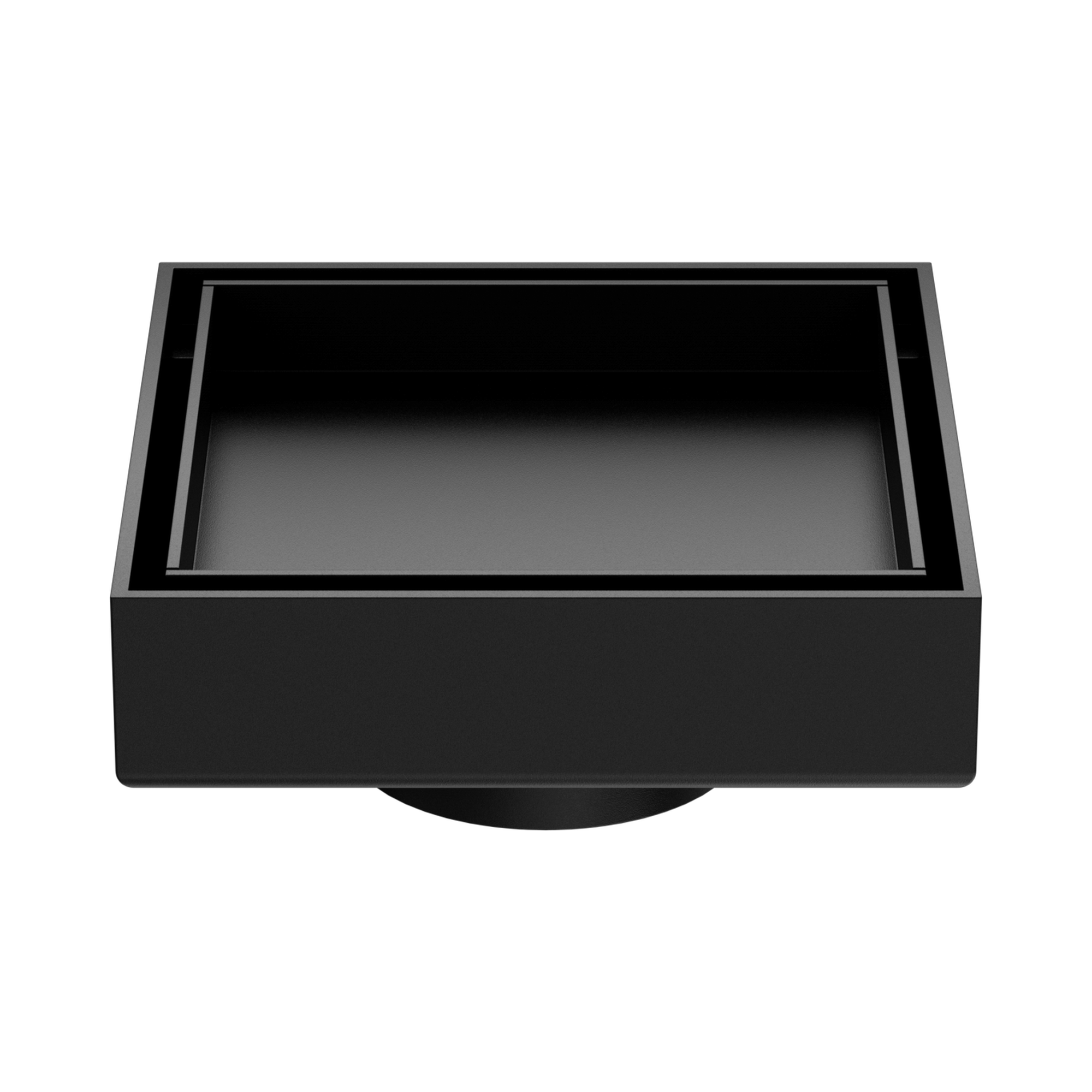 NRFW006 MB 100mm Square Tile Insert Floor Waste 50mm Outlet Matte Black image 1
