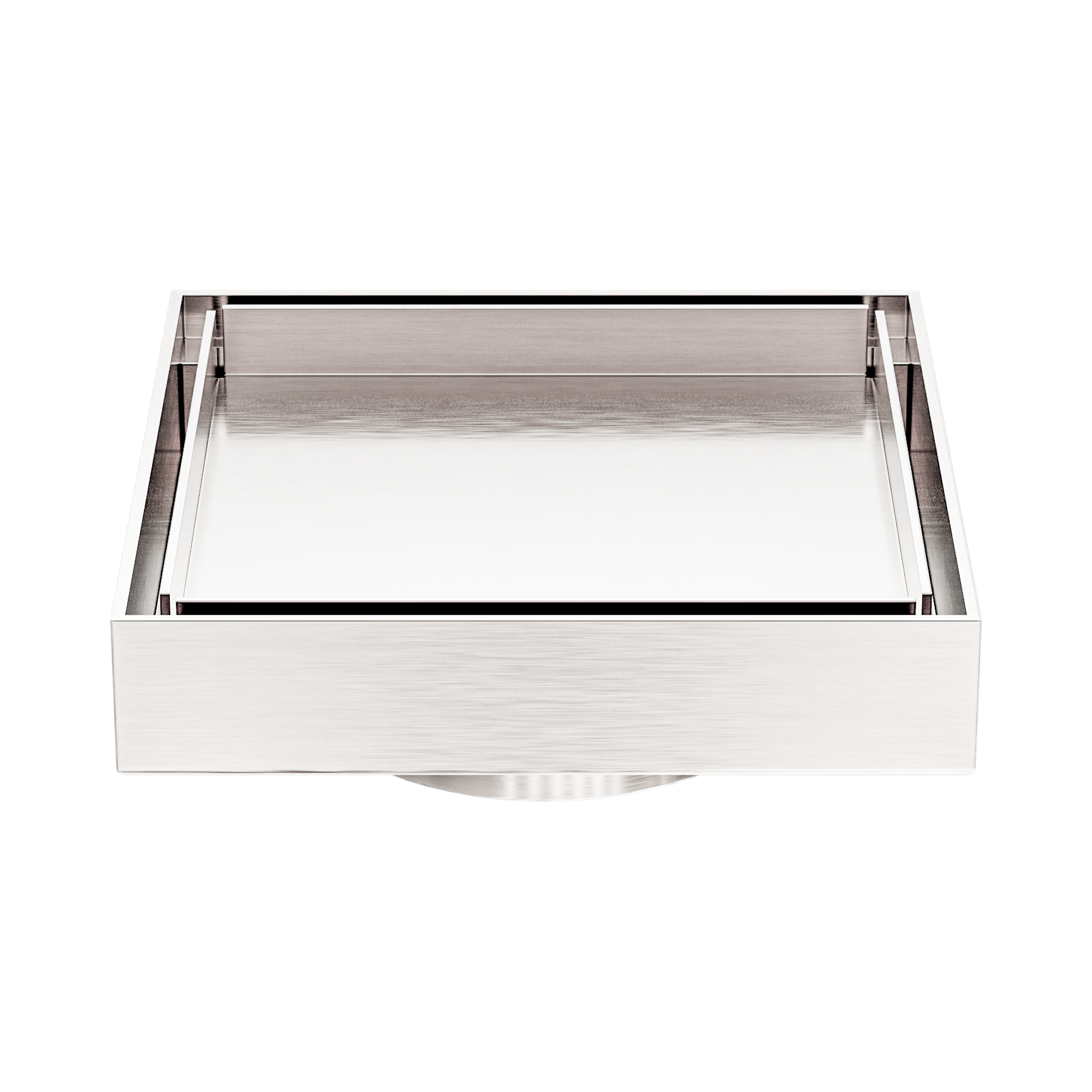 NRFW007 BN 130mm Square Tile Insert Floor Waste 80mm Outlet Brushed Nickel image 1