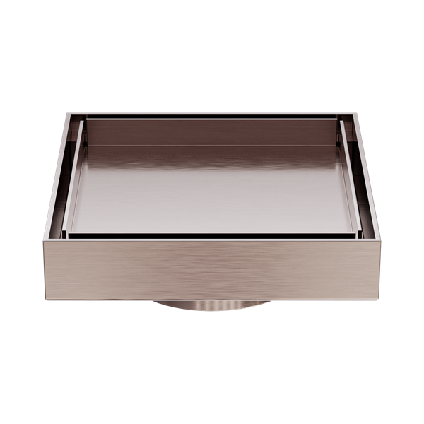 NRFW007 BZ 130mm Square Tile Insert Floor Waste 80mm Outlet Brushed Bronze Thumb