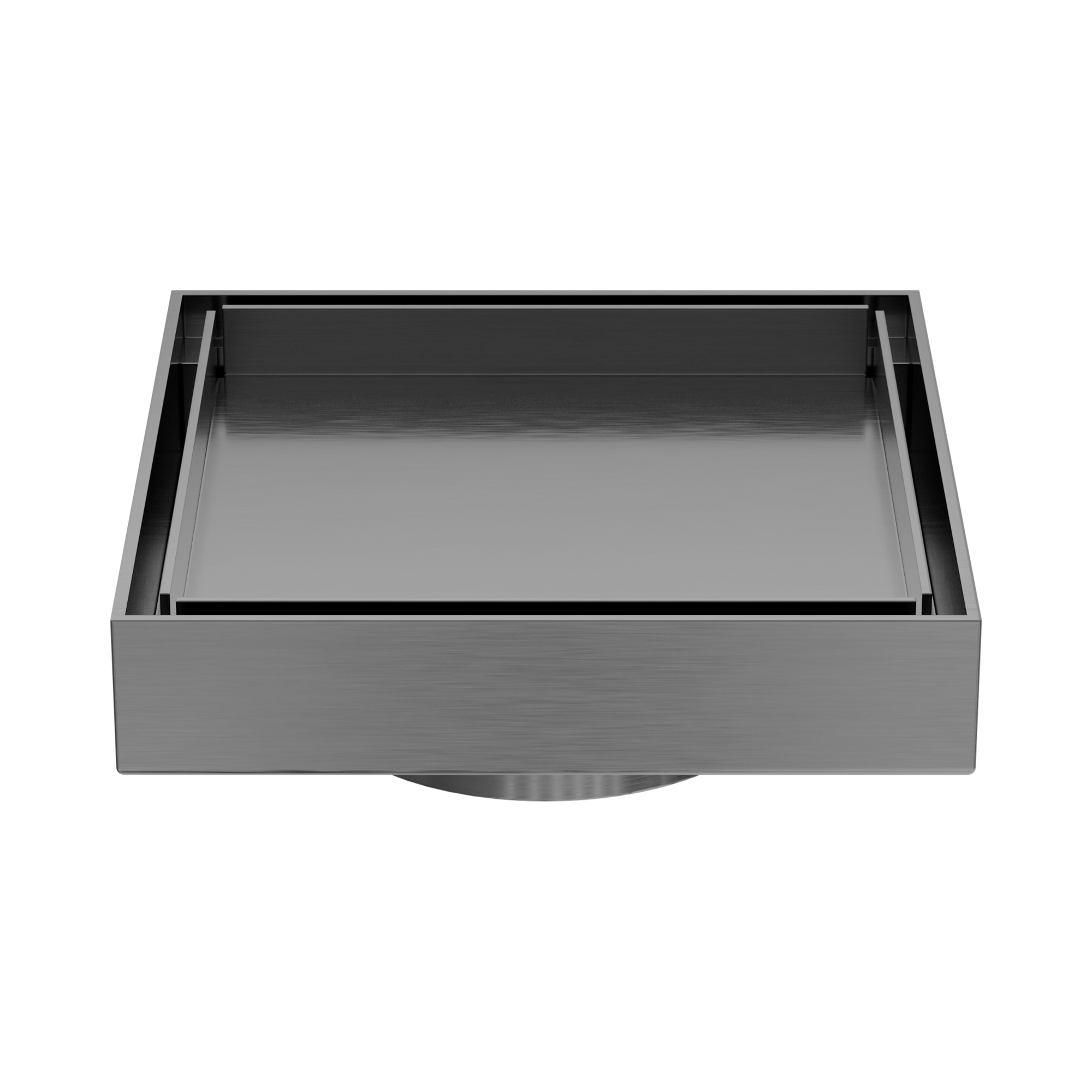 NRFW007 GM 130mm Square Tile Insert Floor Waste 80mm Outlet Gun Metal image 1