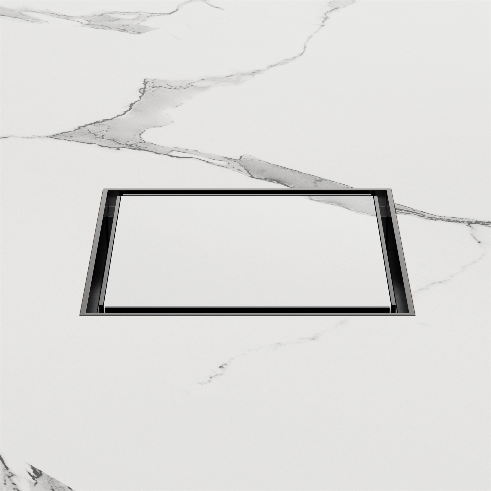 NRFW007 GM 130mm Square Tile Insert Floor Waste 80mm Outlet Gun Metal image 2