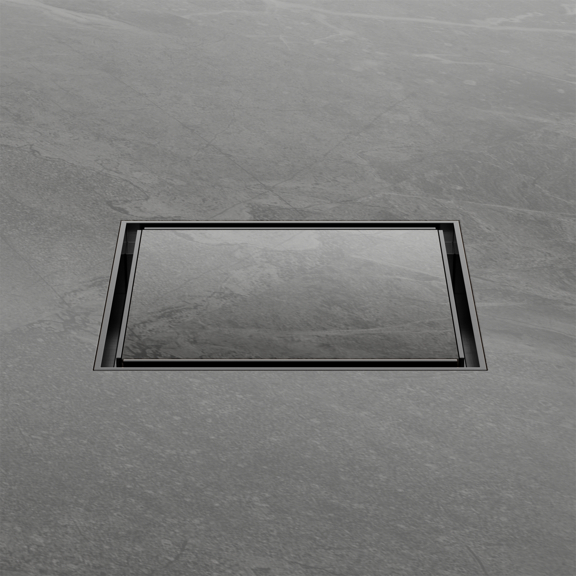 NRFW007 GM 130mm Square Tile Insert Floor Waste 80mm Outlet Gun Metal image 3