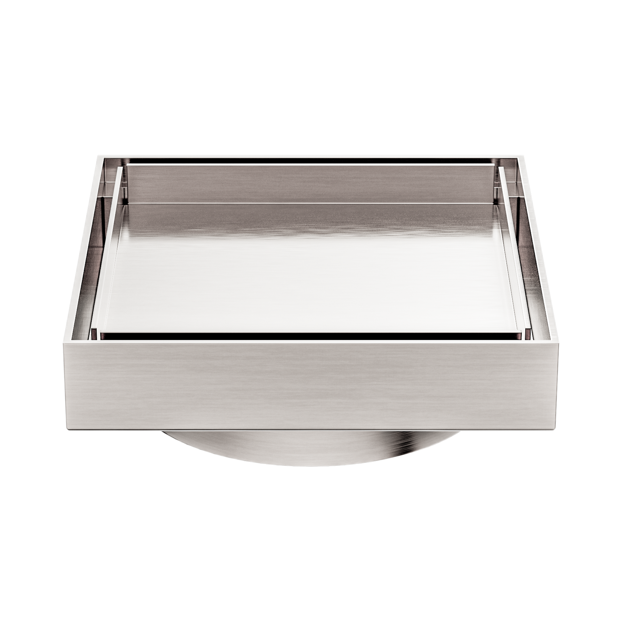 NRFW008 BN 130mm Square Tile Insert Floor Waste 100mm Outlet Brushed Nickel image 1