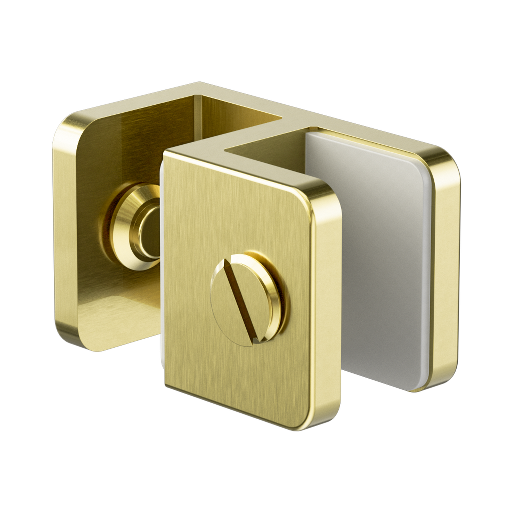 NRSH201a BG Over Panel Glass To Glass Fitting 10mm Glass Brushed Gold image 1