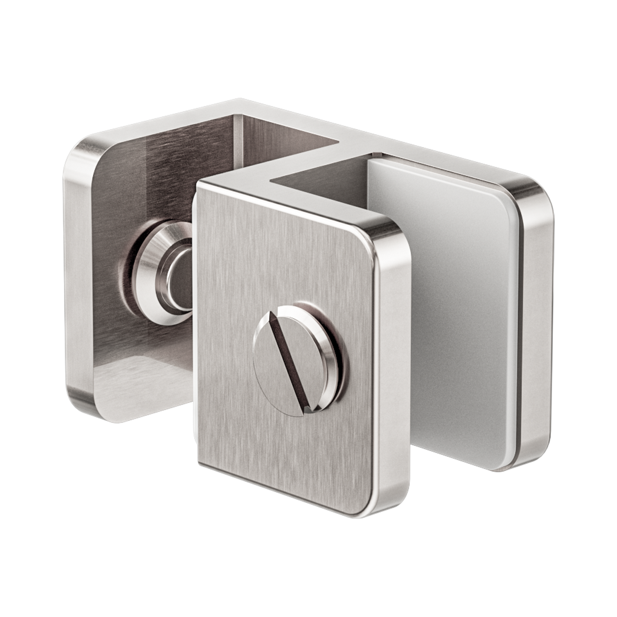 NRSH201a BN Over Panel Glass To Glass Fitting 10mm Glass Brushed Nickel image 1