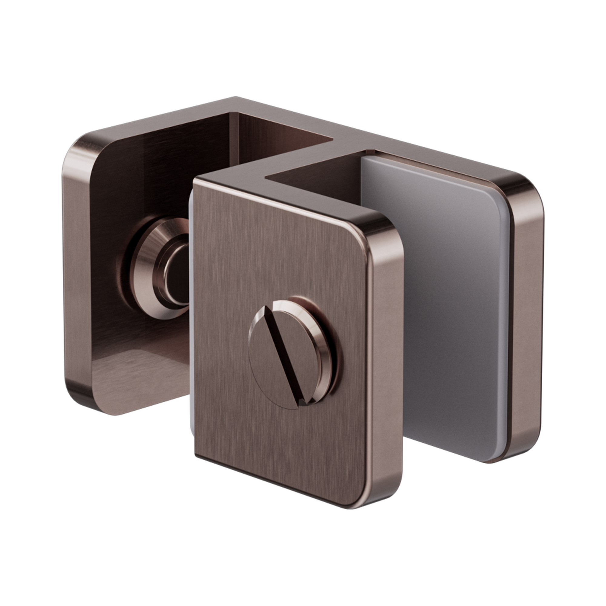 NRSH201a BZ Over Panel Glass To Glass Fitting 10mm Glass Brushed Bronze image 1