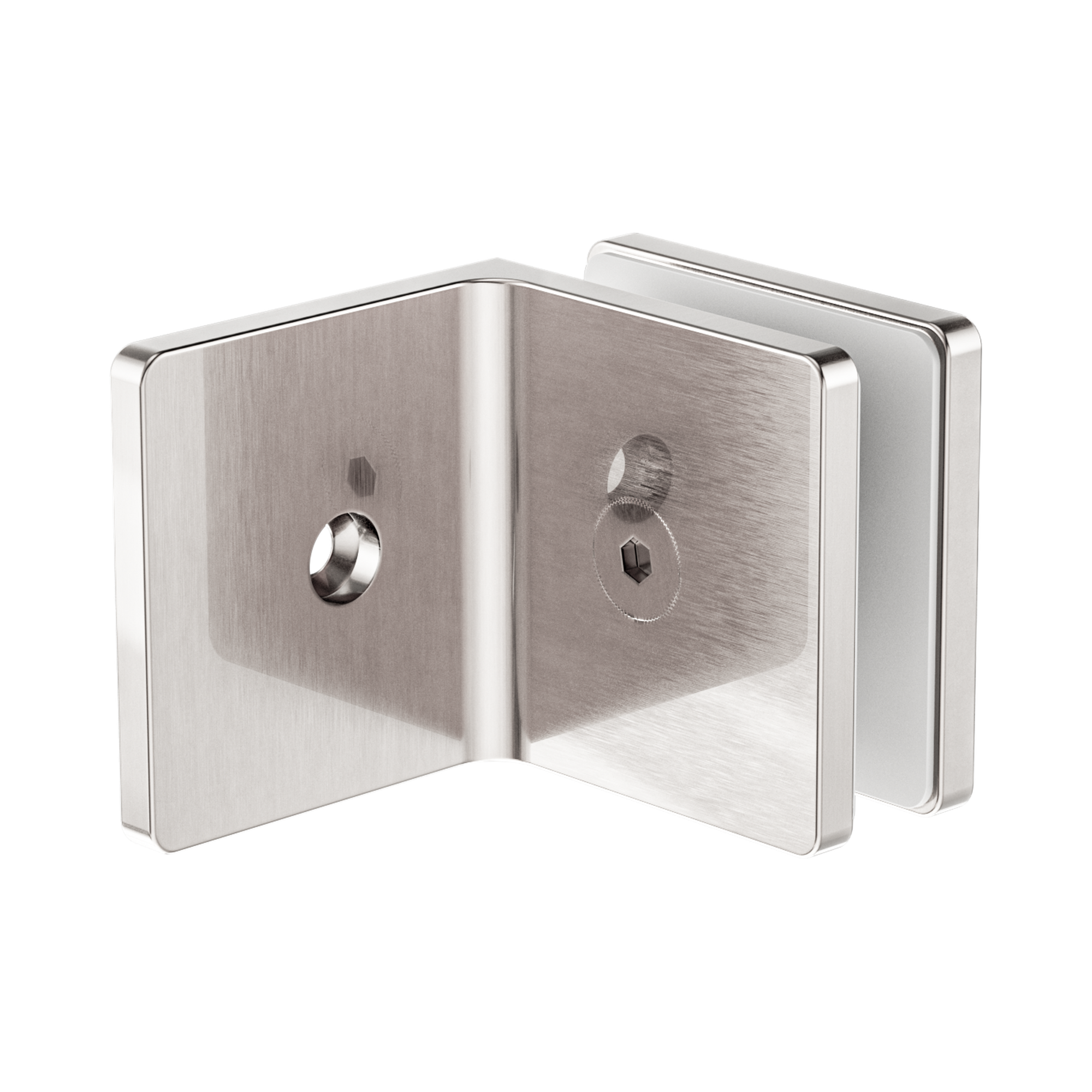 NRSH204a BN 90 Degree Glass To Wall Bracket 10mm Glass Brushed Nickel image 1