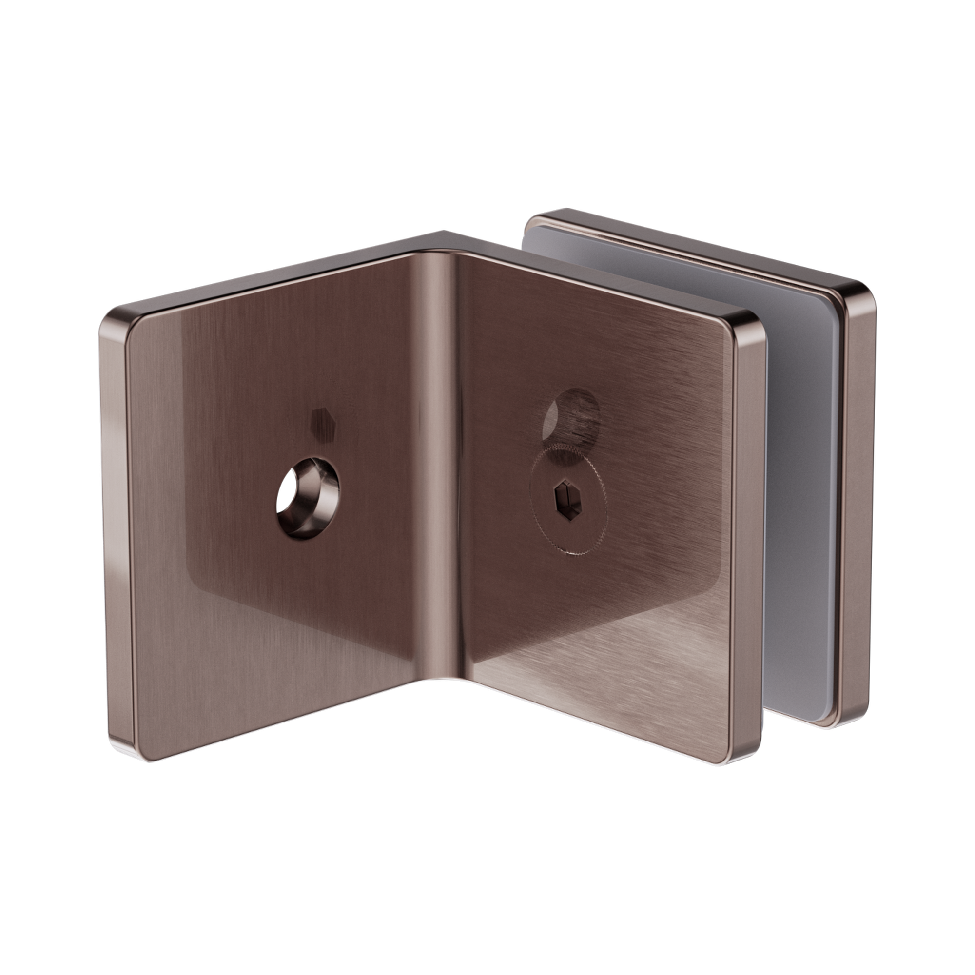 NRSH204a BZ 90 Degree Glass To Wall Bracket 10mm Glass Brushed Bronze image 1