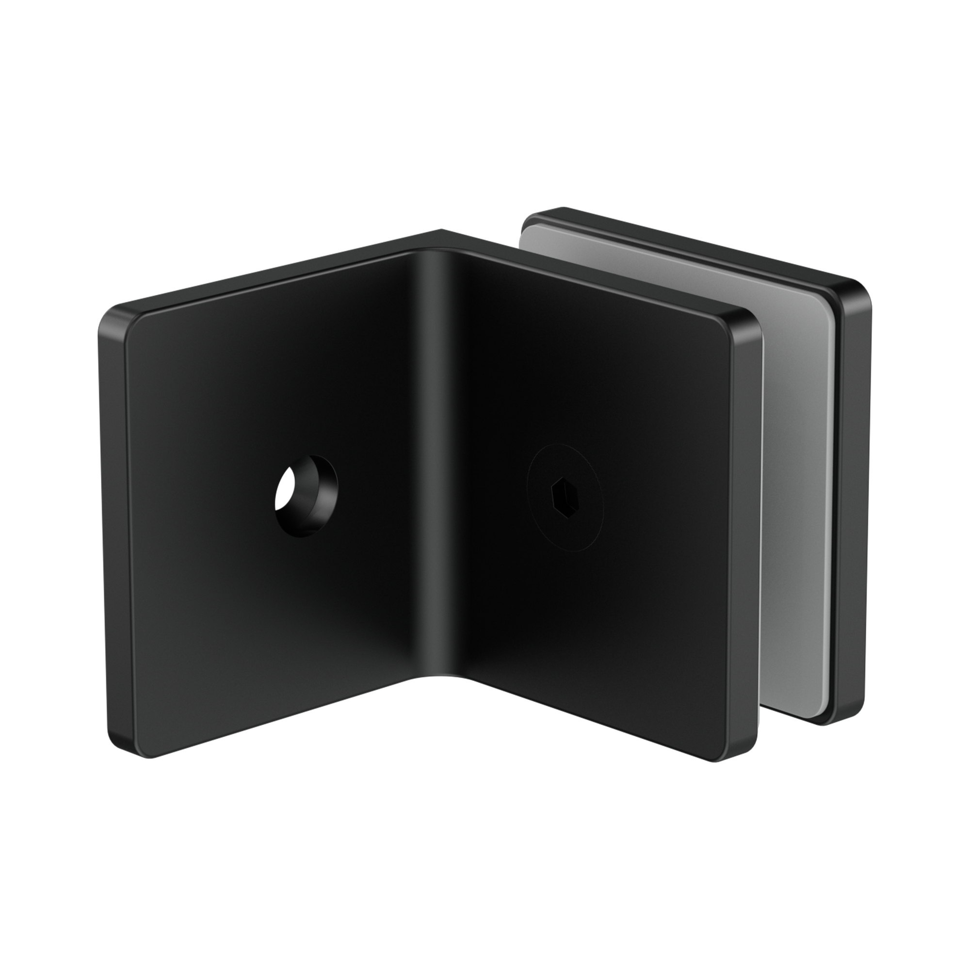 NRSH204a MB 90 Degree Glass To Wall Bracket 10mm Glass Matte Black image 1