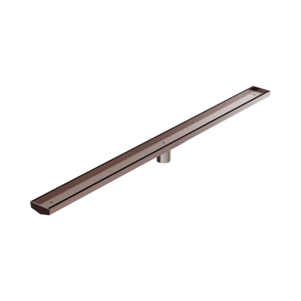 Tile Insert V Channel 1200x82mm Floor Grate 50mm Outlet Brushed Bronze