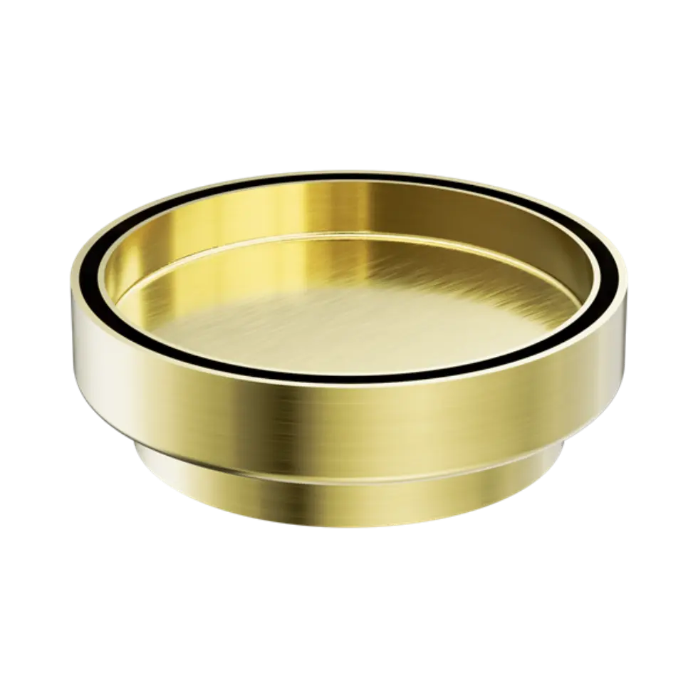130mm Round Tile Insert Floor Waste 100mm Outlet Brushed Gold