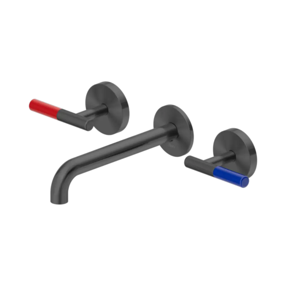 Mecca Care Lever Wall Basin/Bath Set 185mm Spout Gun Metal