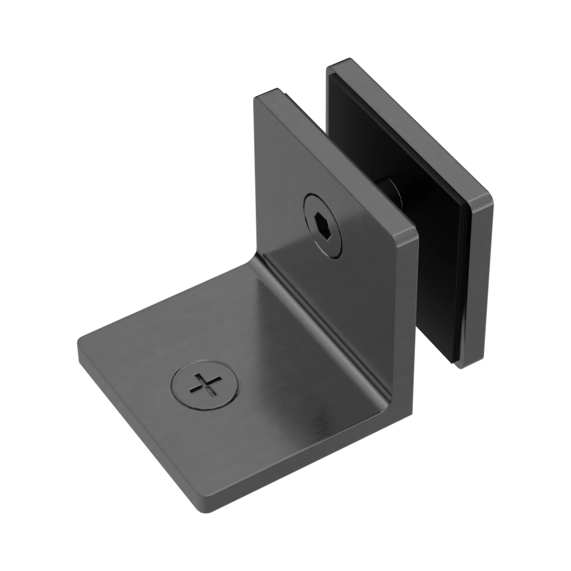 NRSH204 GM 90 Degree Glass To Wall Bracket 10mm Glass Gun Metal image 1