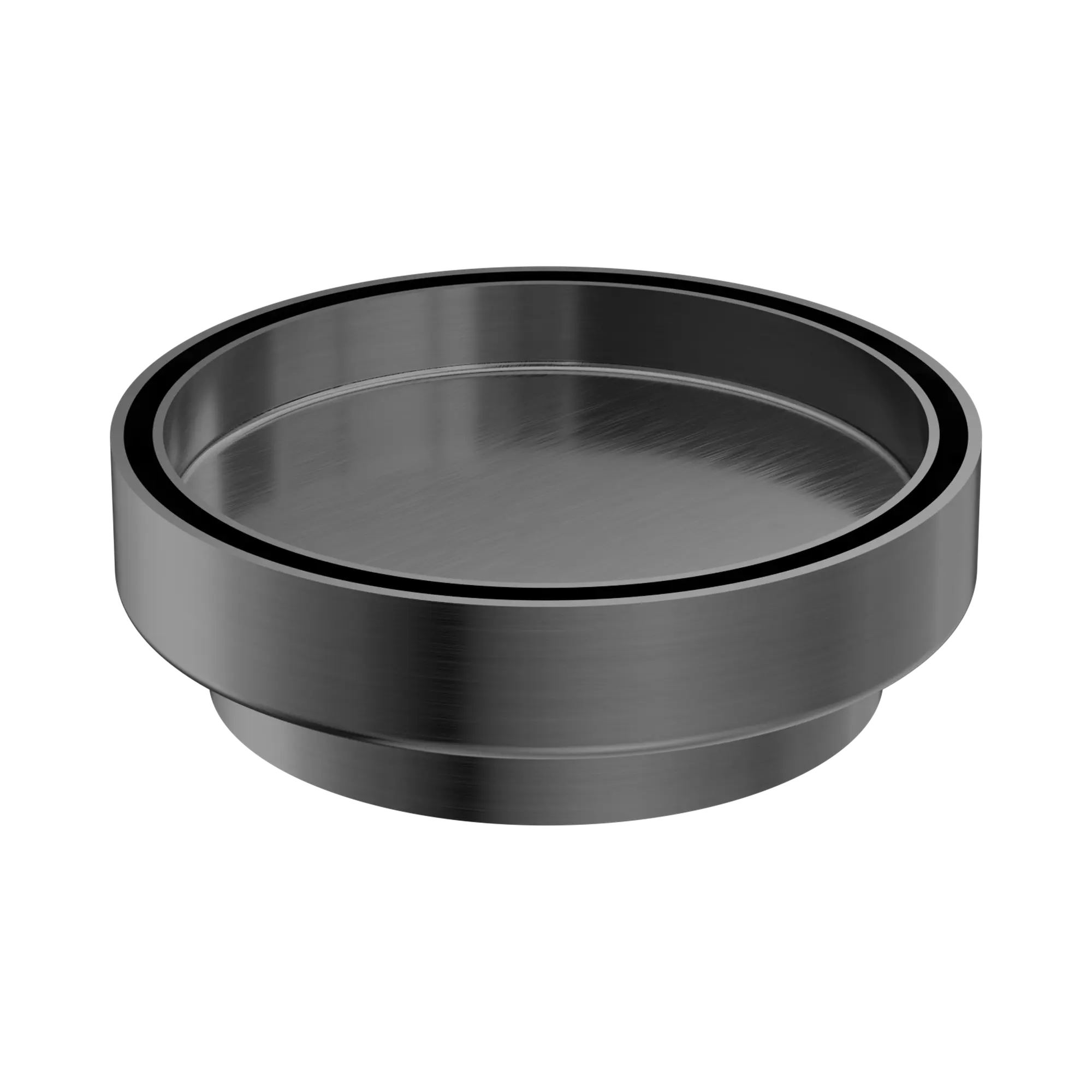 NRFW005 GM 130mm Round Tile Insert Floor Waste 100mm Outlet Gun Metal image 1