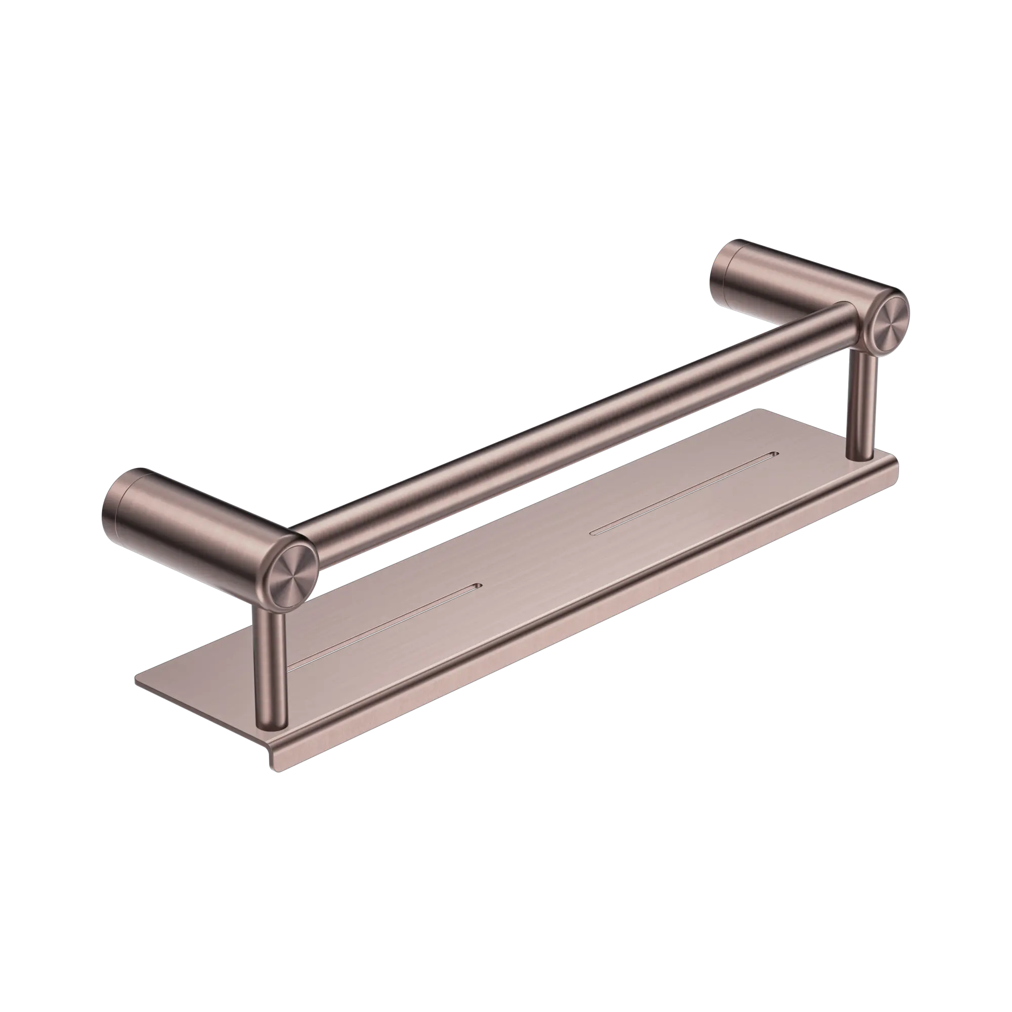 NRCR2518 CBZ Mecca Care 25mm Grab Rail With Shelf 450mm Brushed Bronze image 1