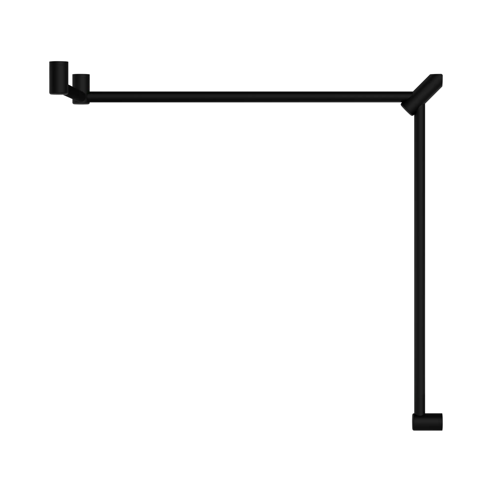 NRCR3290c MB Mecca Care 32mm DDA Toilet Grab Rail Set 90 Degree Continuous 600 X1065 X1025mm Matte Black image 2