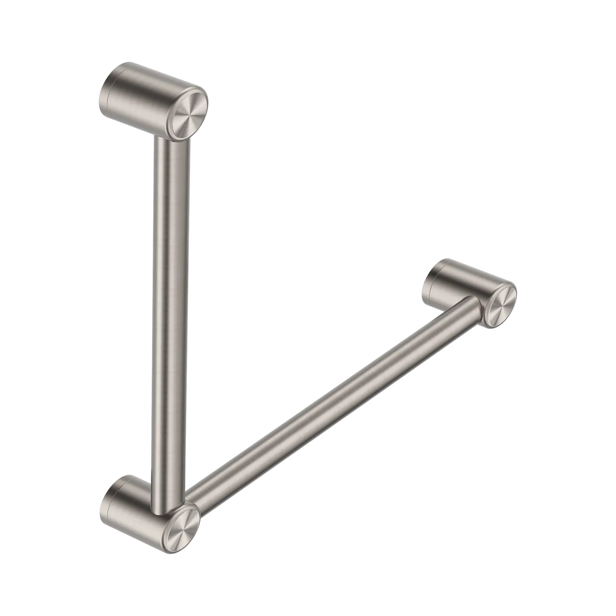 NRCR3290 ABN Mecca Care 32mm Ambulant Toilet Grab Rail 90 Degree 450 X450mm Brushed Nickel image 1