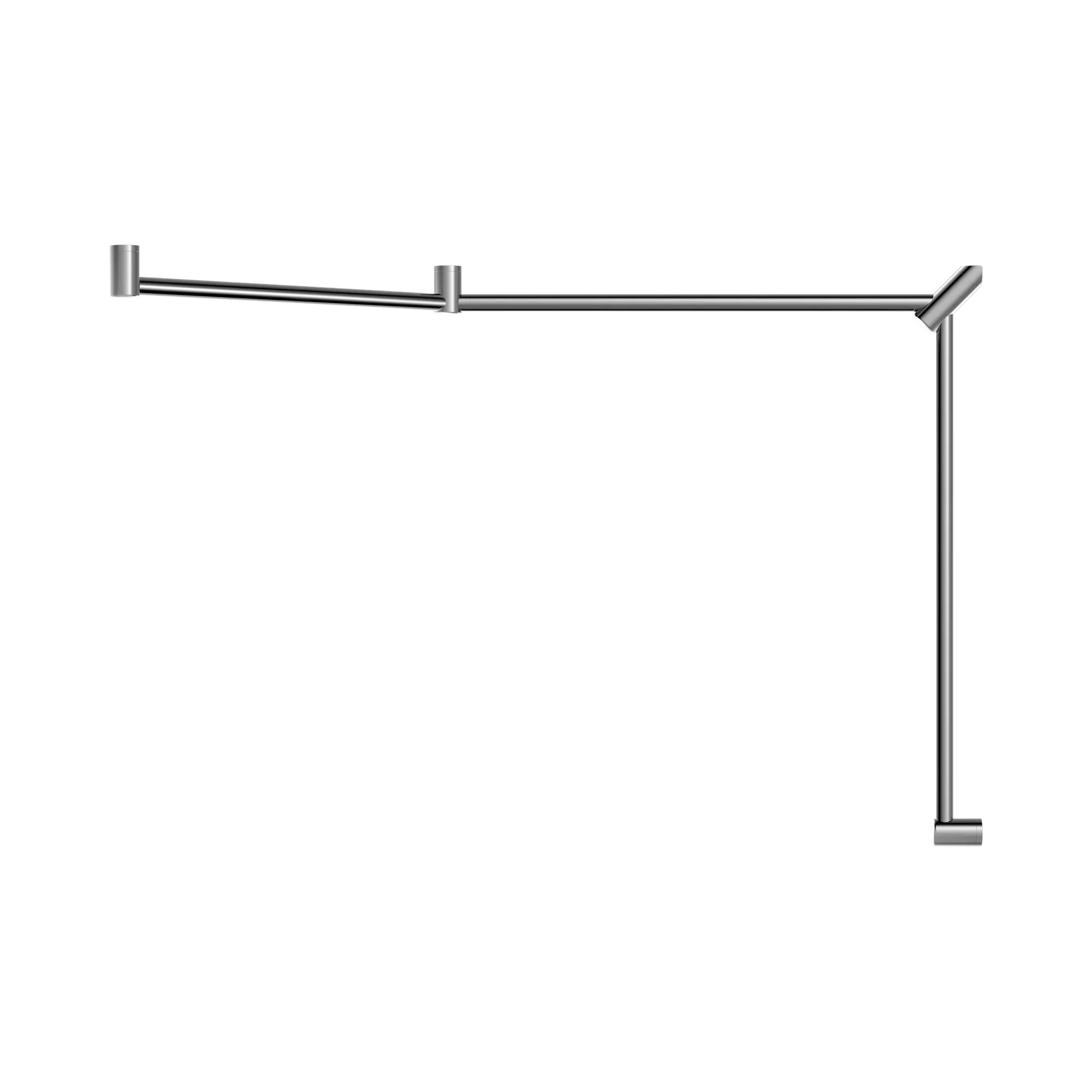 NRCR3245 CCH Mecca Care 32mm DDA Toilet Grab Rail Set 45 Degree Continuous 750 X965 X1025mm Chrome image 2