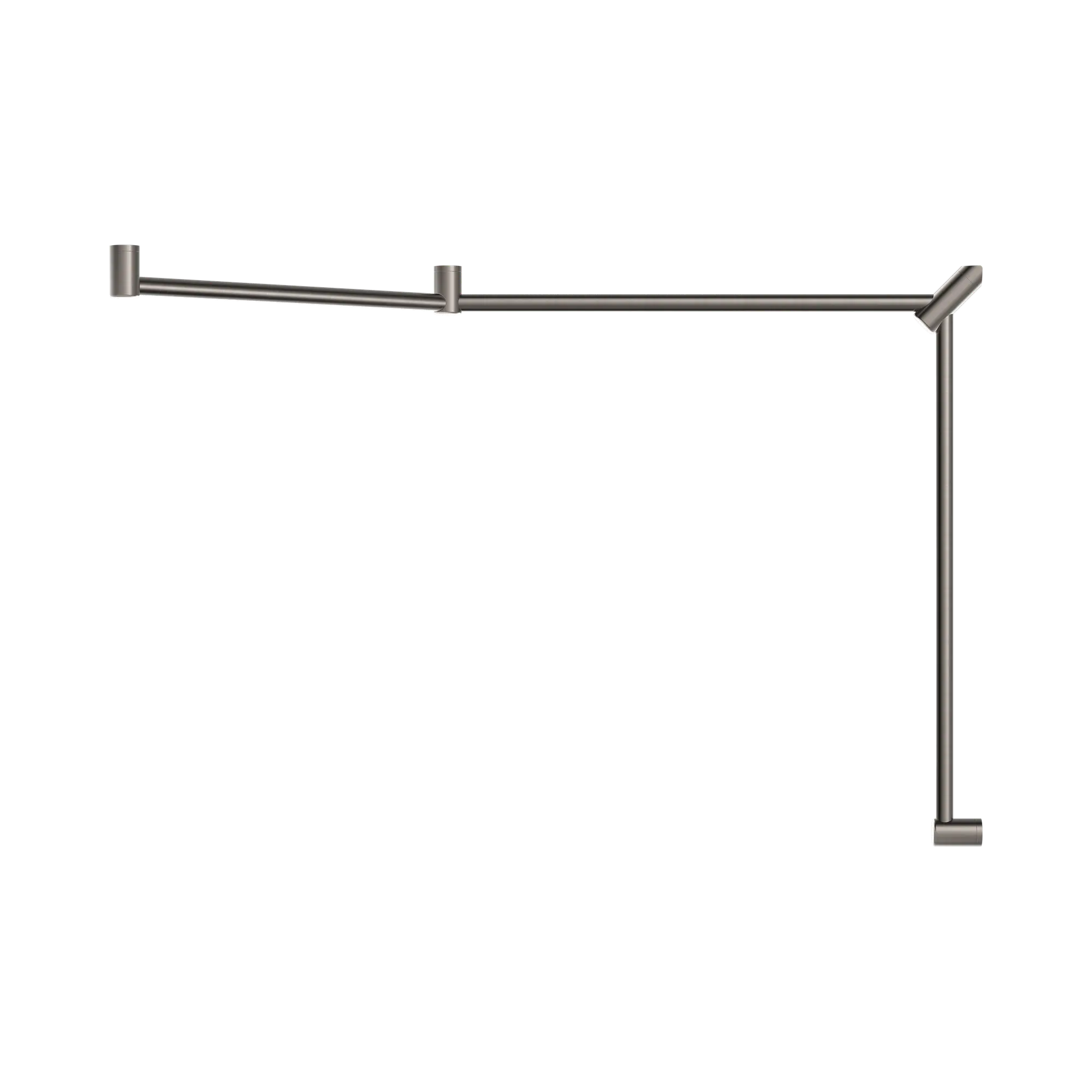 NRCR3245 CBN Mecca Care 32mm DDA Toilet Grab Rail Set 45 Degree Continuous 750 X965 X1025mm Brushed Nickel image 2