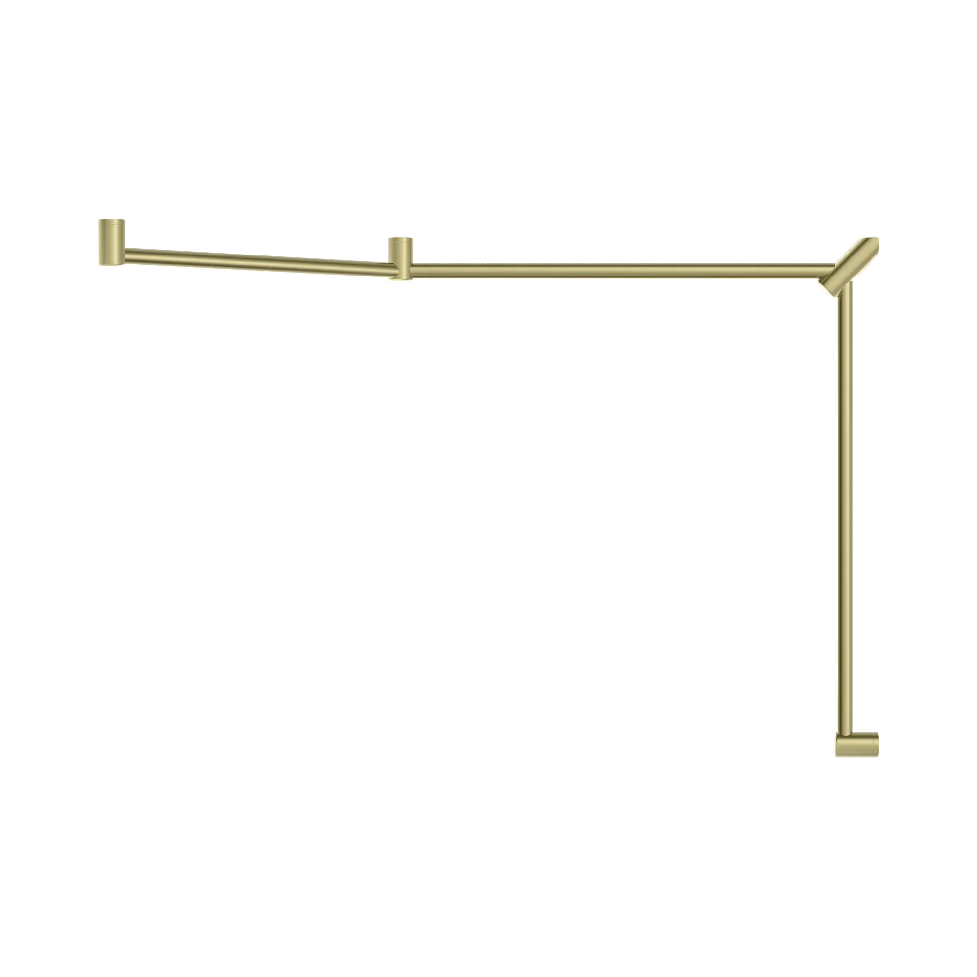 NRCR3245 CBG Mecca Care 32mm DDA Toilet Grab Rail Set 45 Degree Continuous 750 X965 X1025mm Brushed Gold image 2