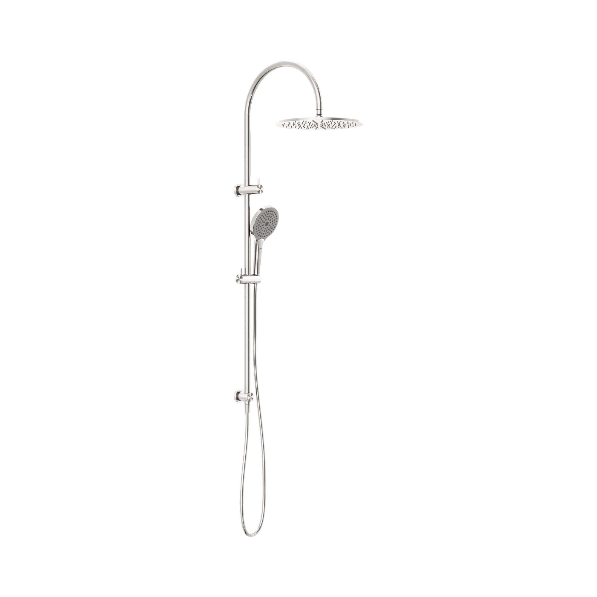 NR221905 HBN Mecca Twin Shower With Air Shower II Brushed Nickel image 1