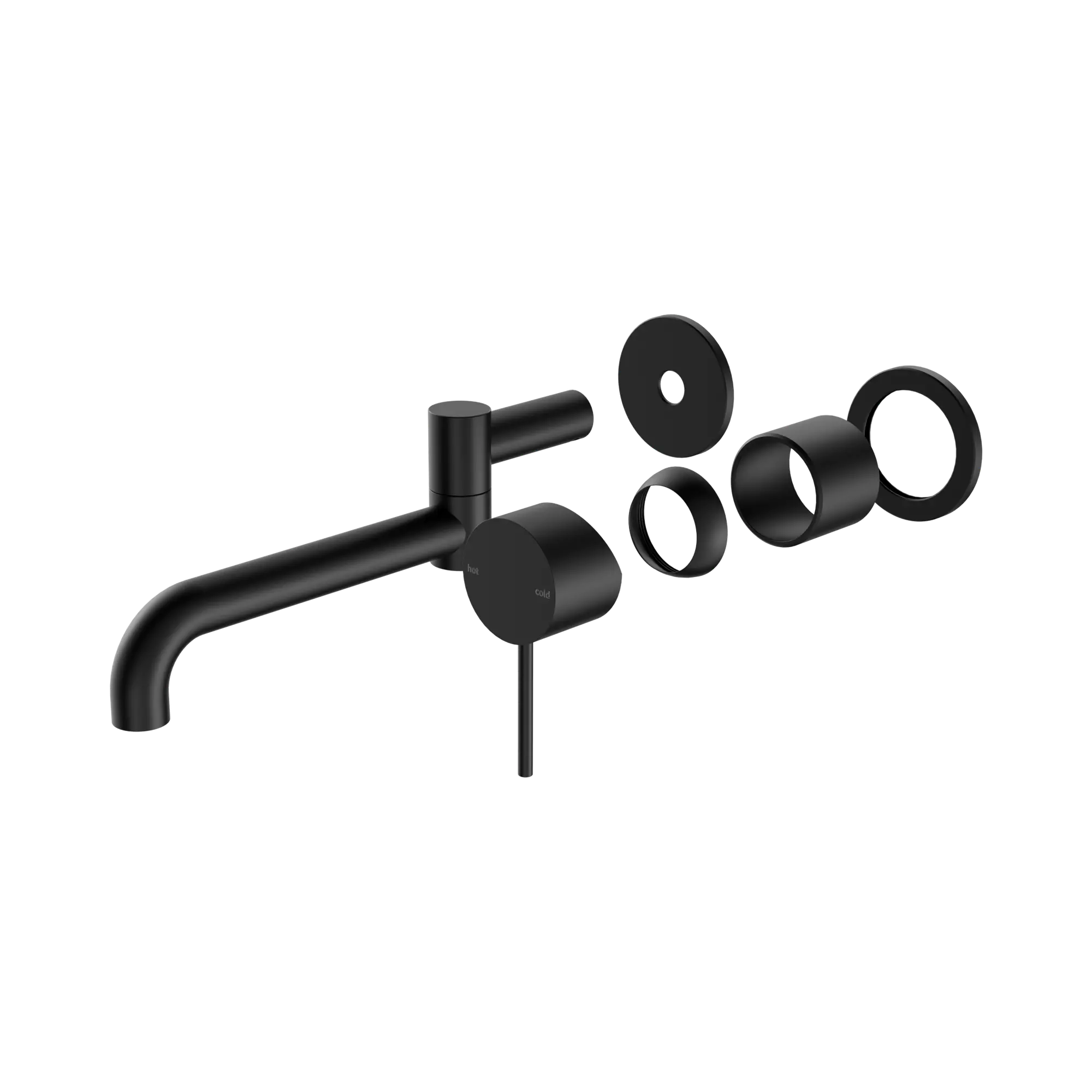 NR221910 RTMB Mecca Wall Basin Bath Mixer Swivel Spout 225mm Trim Kits Only Matte Black image 1