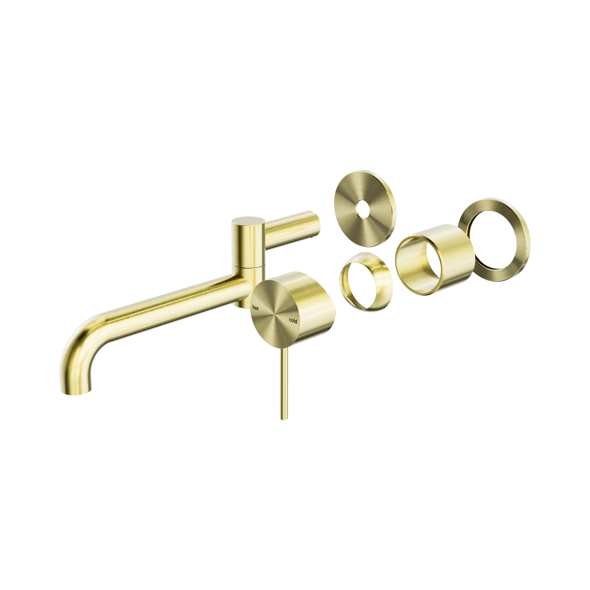 NR221910 RTBG Mecca Wall Basin Bath Mixer Swivel Spout 225mm Trim Kits Only Brushed Gold image 1