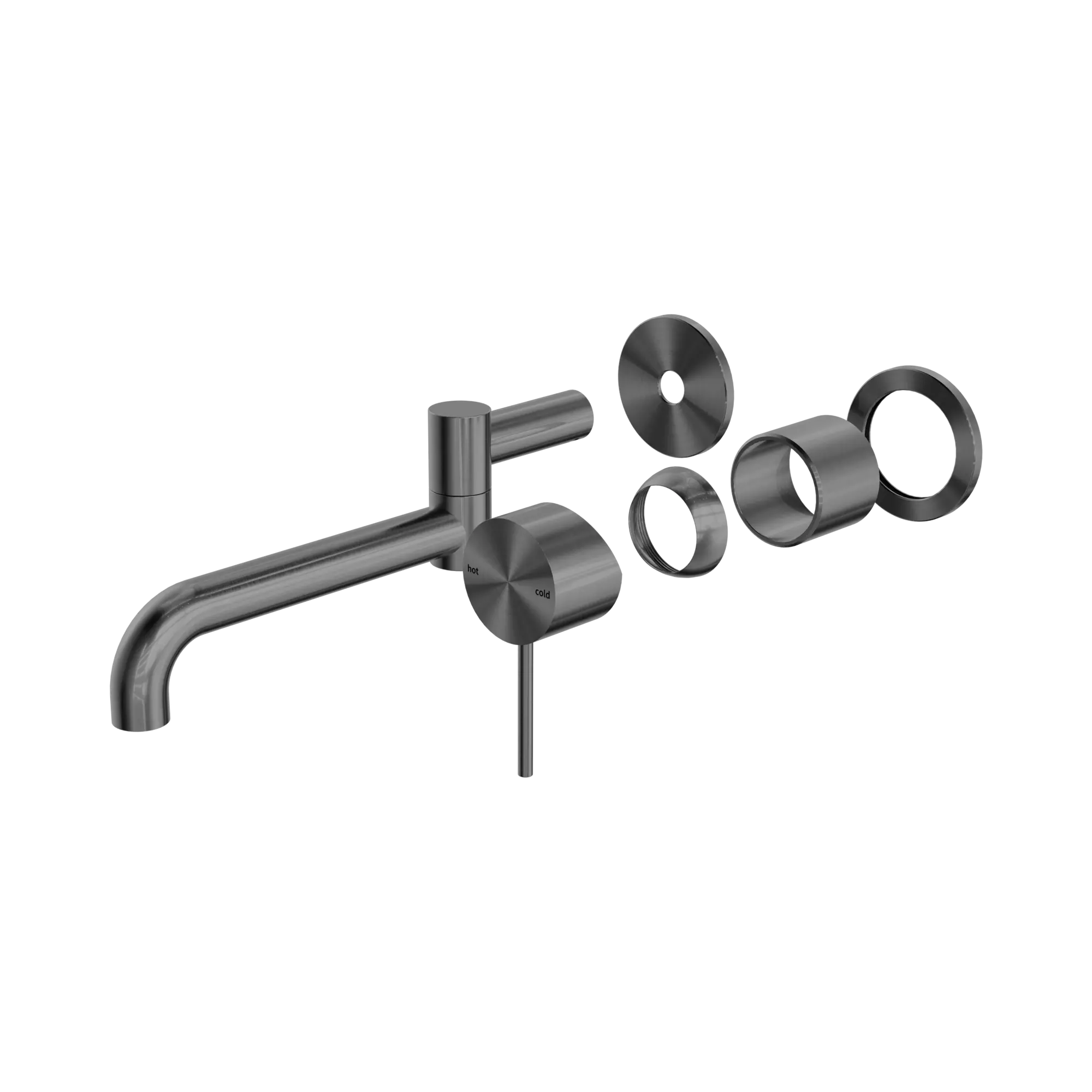 NR221910 RTGM Mecca Wall Basin Bath Mixer Swivel Spout 225mm Trim Kits Only Gun Metal image 1