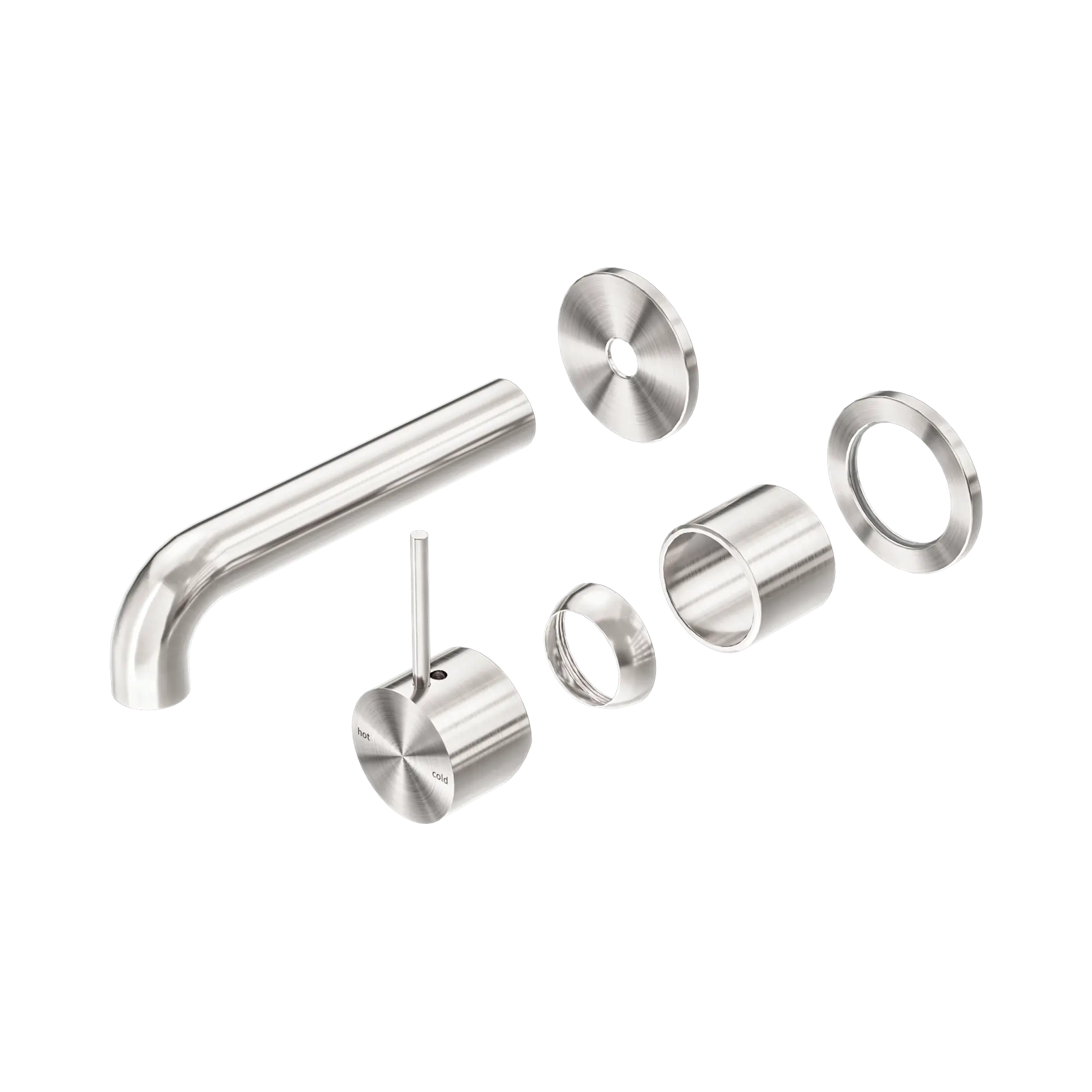 NR221910 D120 TBN Mecca Wall Basin Bath Mixer Separate Back Plate Handle Up 120mm Trim Kits Only Brushed Nickel image 1