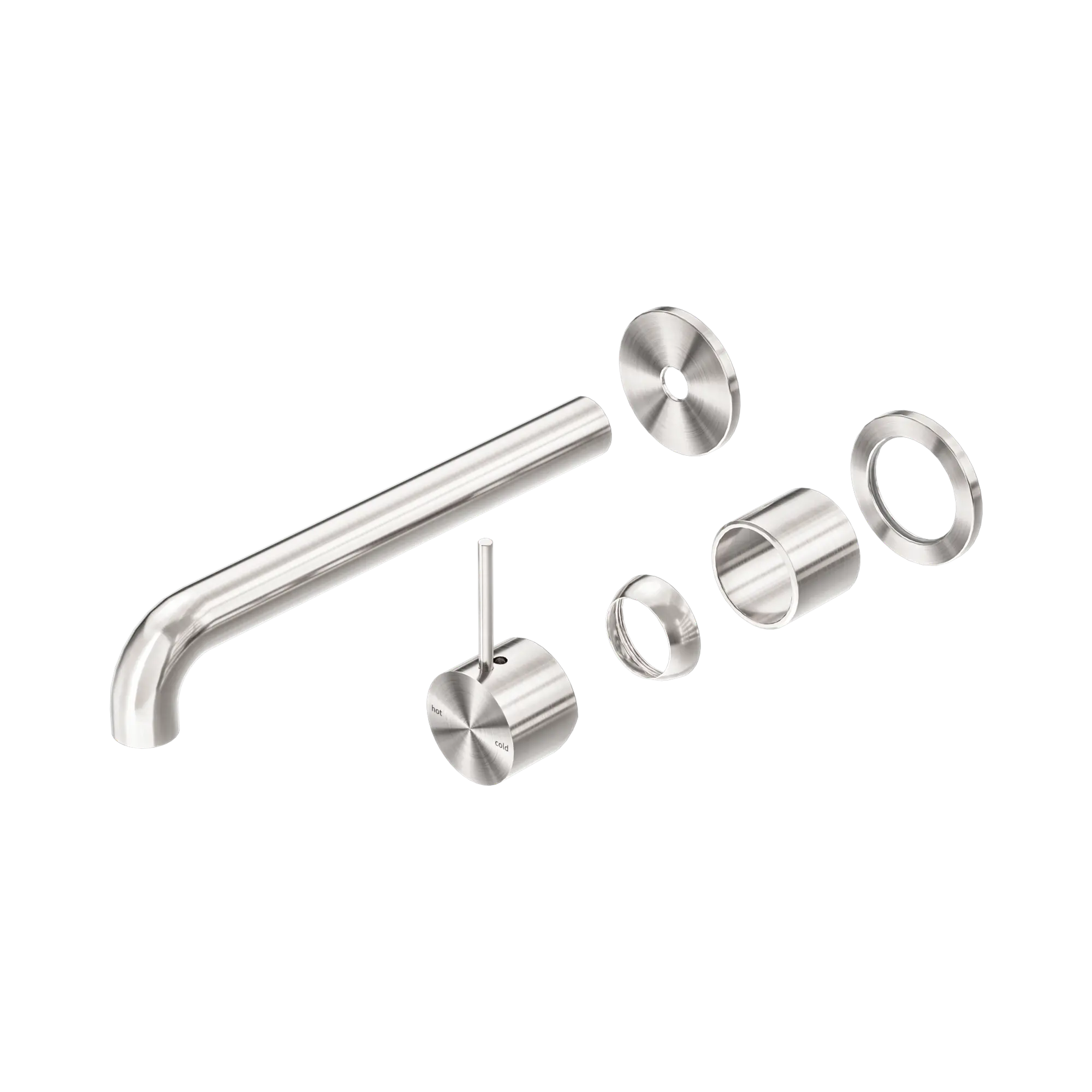 NR221910 D260 TBN Mecca Wall Basin Bath Mixer Separate Back Plate Handle Up 260mm Trim Kits Only Brushed Nickel image 1