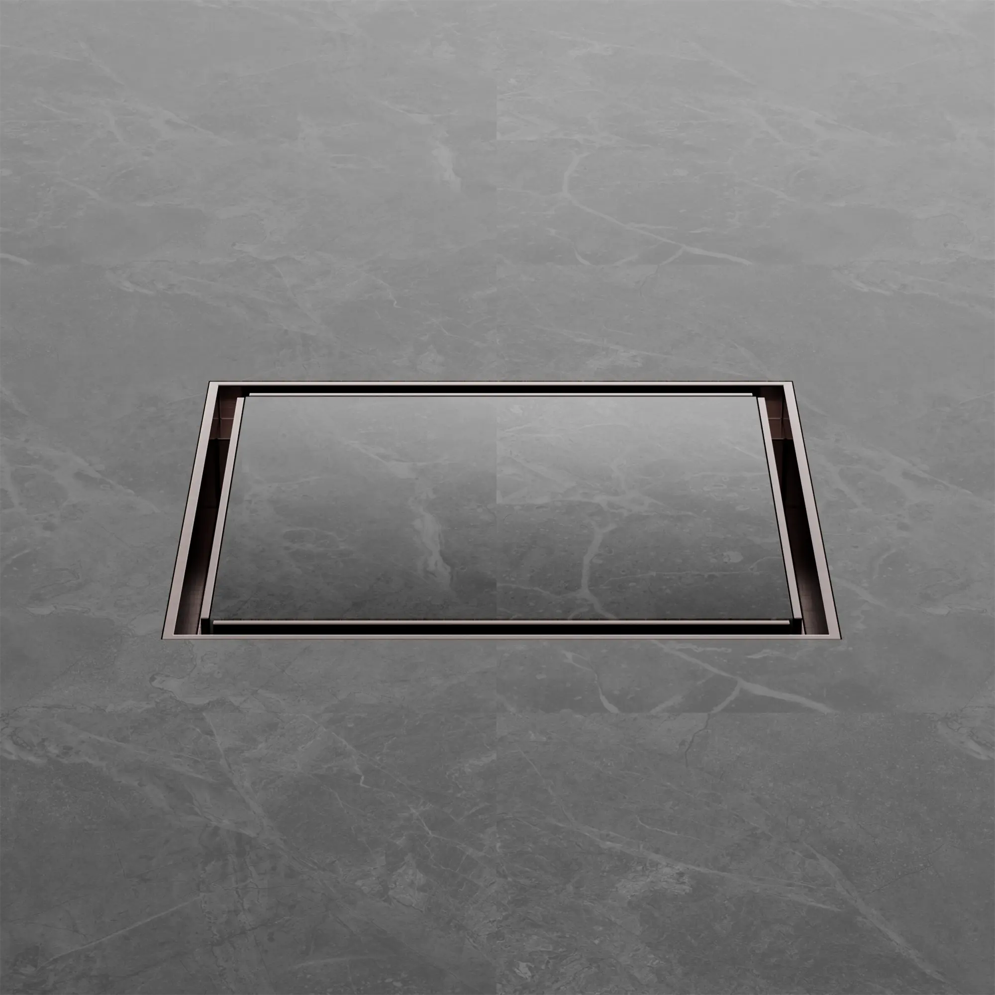 NRFW008 BZ 130mm Square Tile Insert Floor Waste 100mm Outlet Brushed Bronze image 3