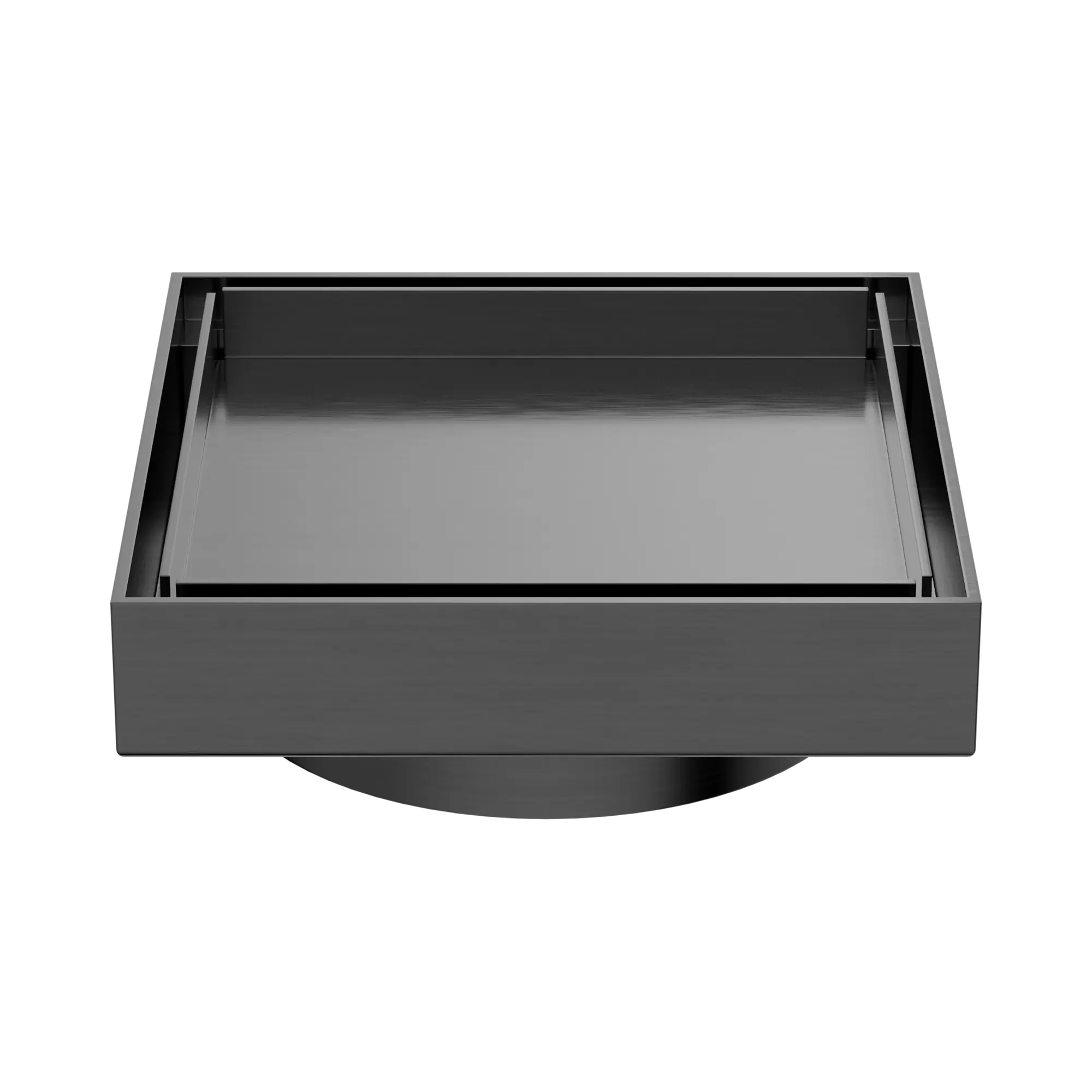 NRFW008 GM 130mm Square Tile Insert Floor Waste 100mm Outlet Gun Metal image 1