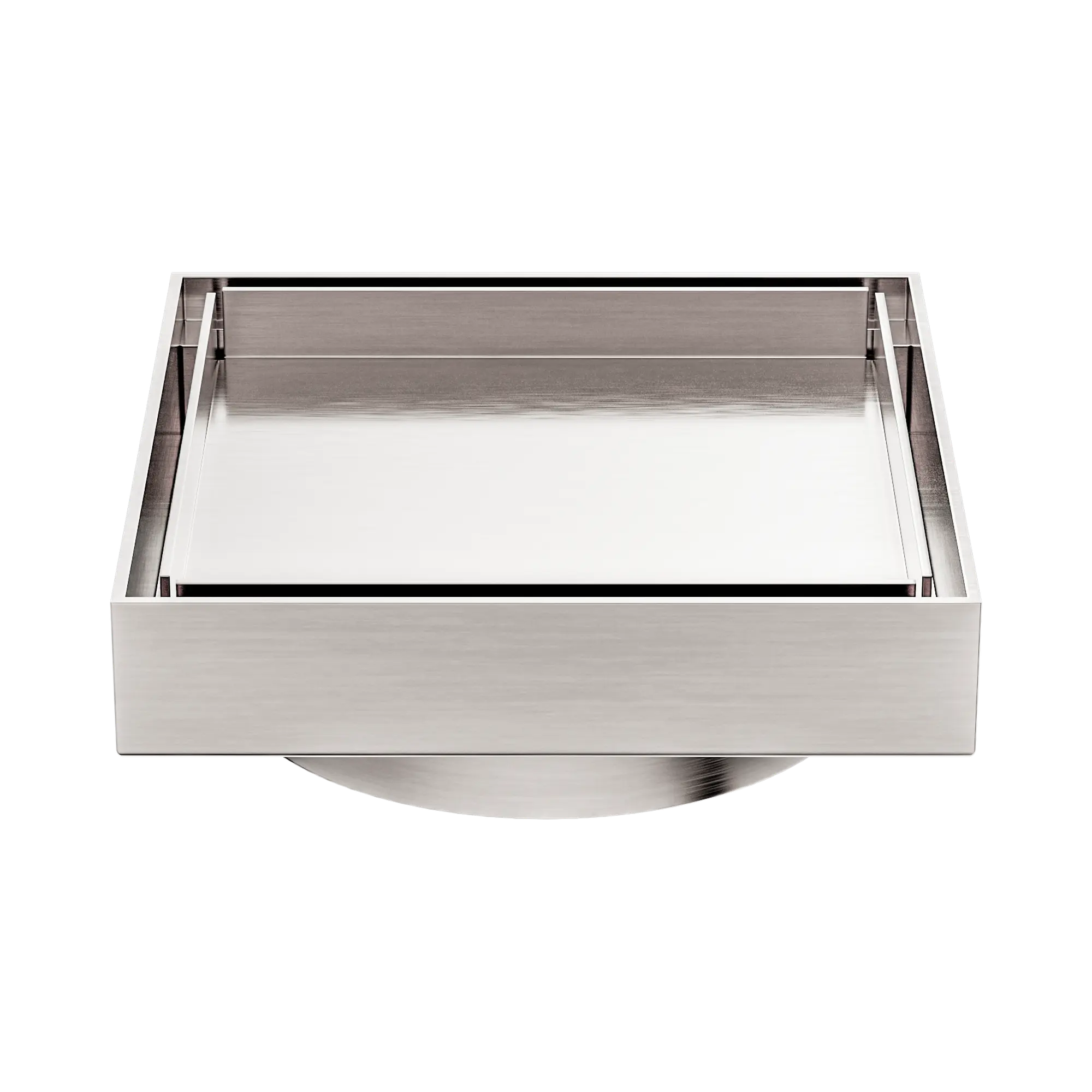 NRFW008 BN 130mm Square Tile Insert Floor Waste 100mm Outlet Brushed Nickel image 1