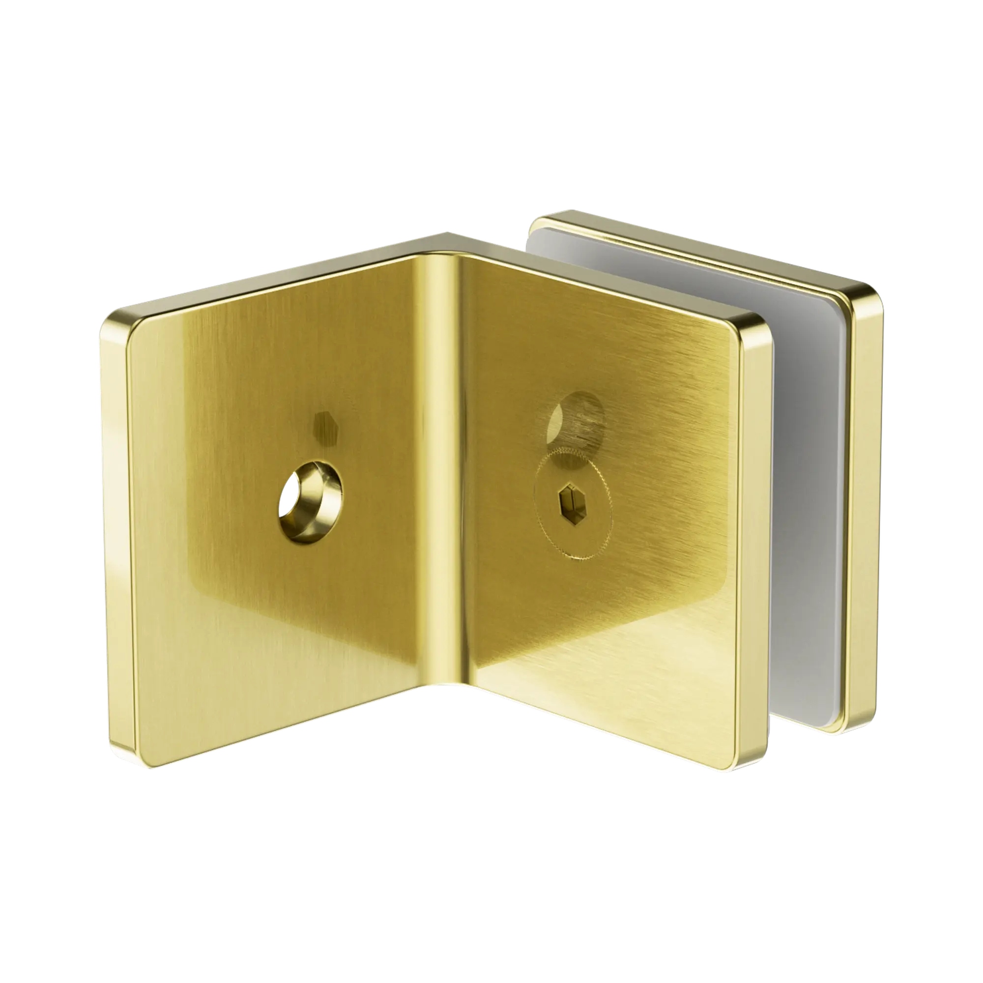 NRSH204a BG 90 Degree Glass To Wall Bracket 10mm Glass Brushed Gold image 1