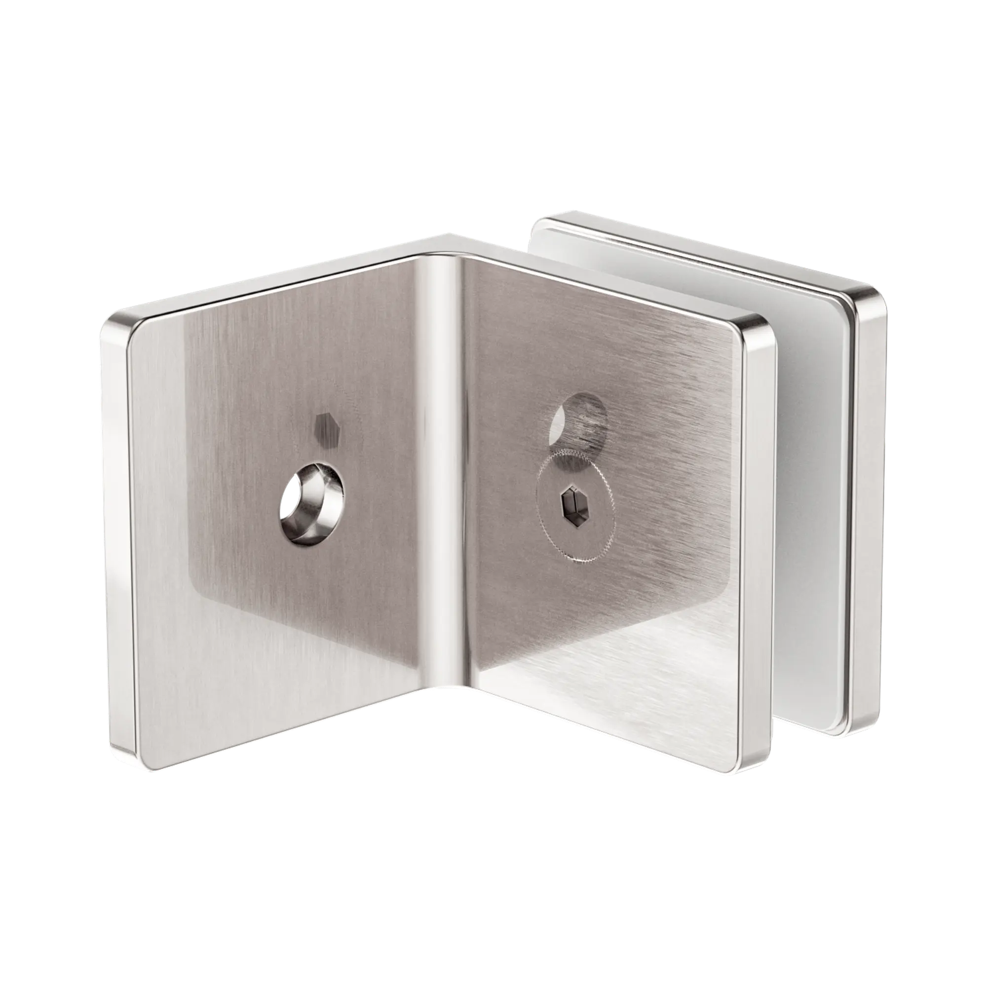 NRSH204a BN 90 Degree Glass To Wall Bracket 10mm Glass Brushed Nickel image 1