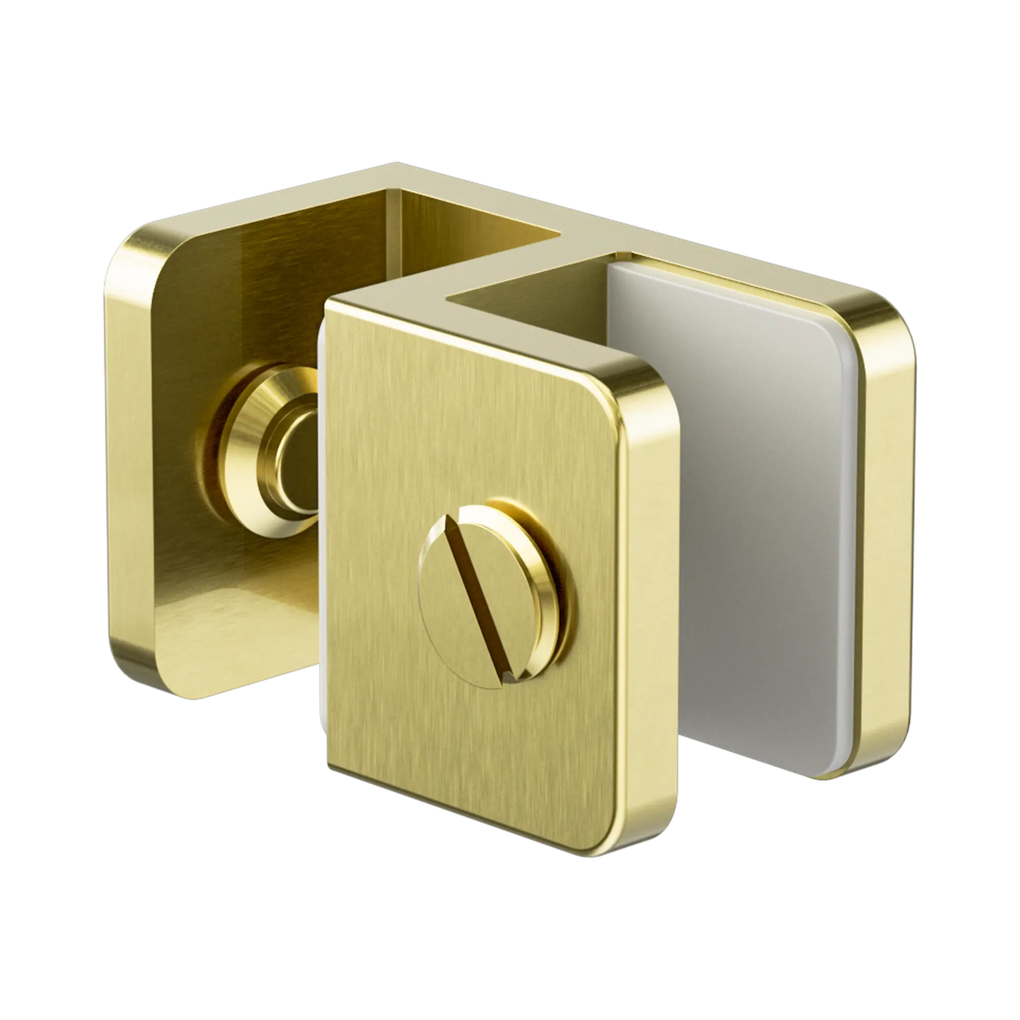 NRSH201a BG Over Panel Glass To Glass Fitting 10mm Glass Brushed Gold image 1