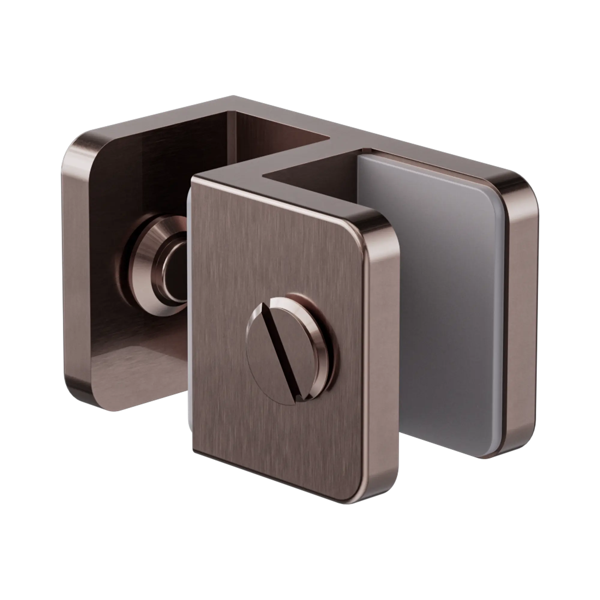 NRSH201a BZ Over Panel Glass To Glass Fitting 10mm Glass Brushed Bronze image 1