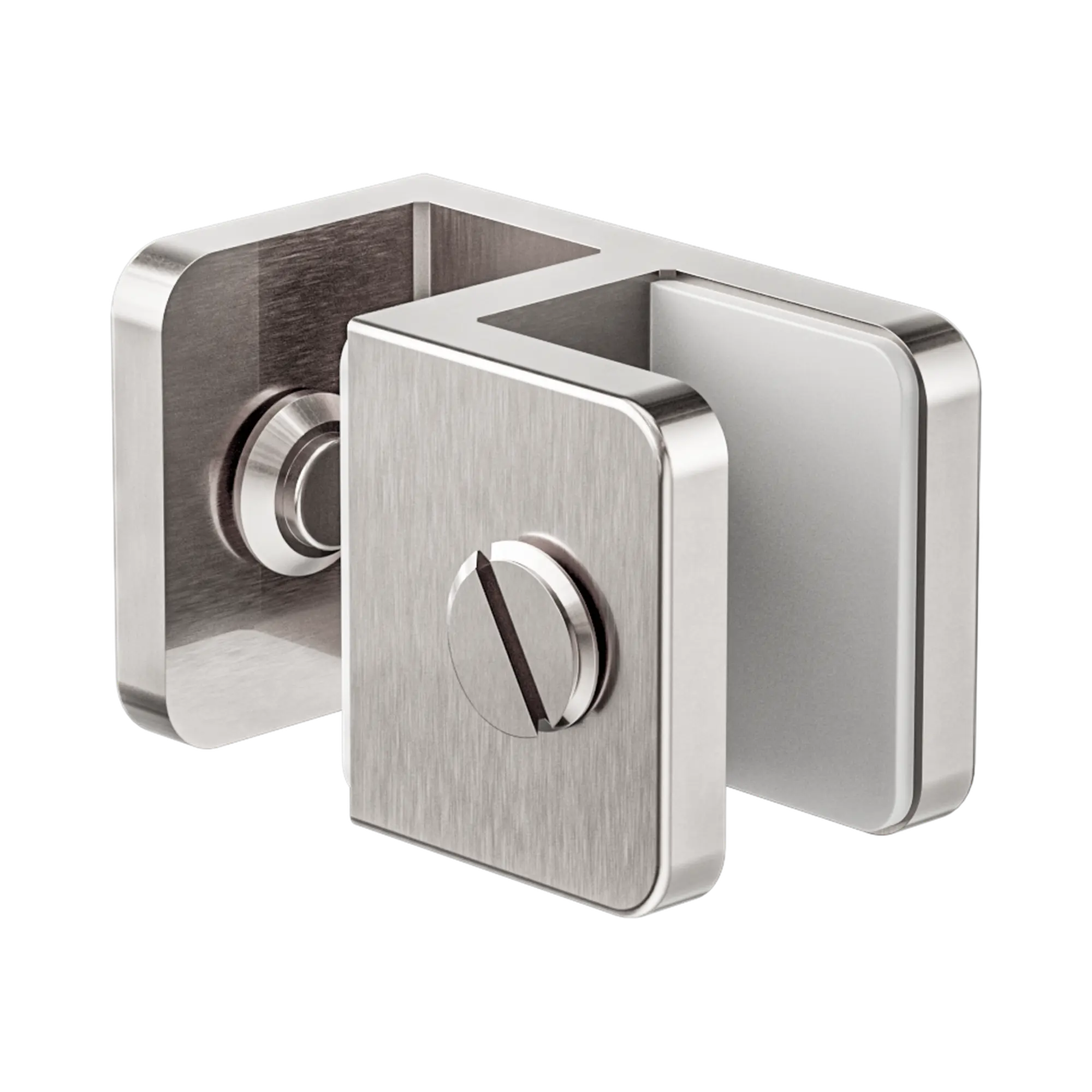 NRSH201a BN Over Panel Glass To Glass Fitting 10mm Glass Brushed Nickel image 1