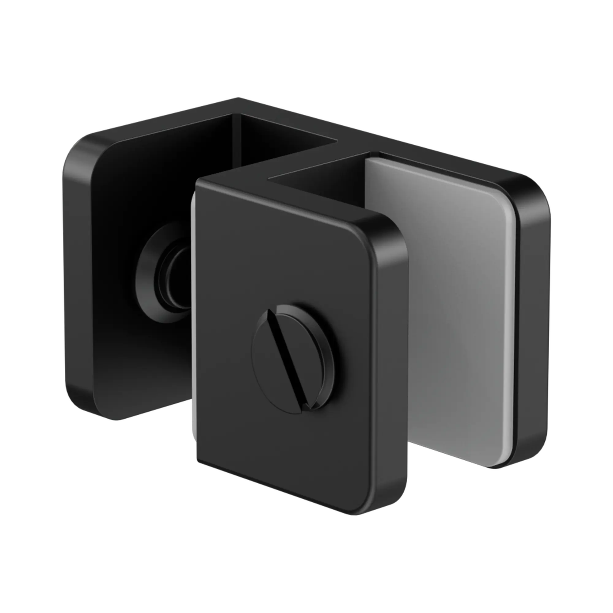 NRSH201a MB Over Panel Glass To Glass Fitting 10mm Glass Matte Black image 1