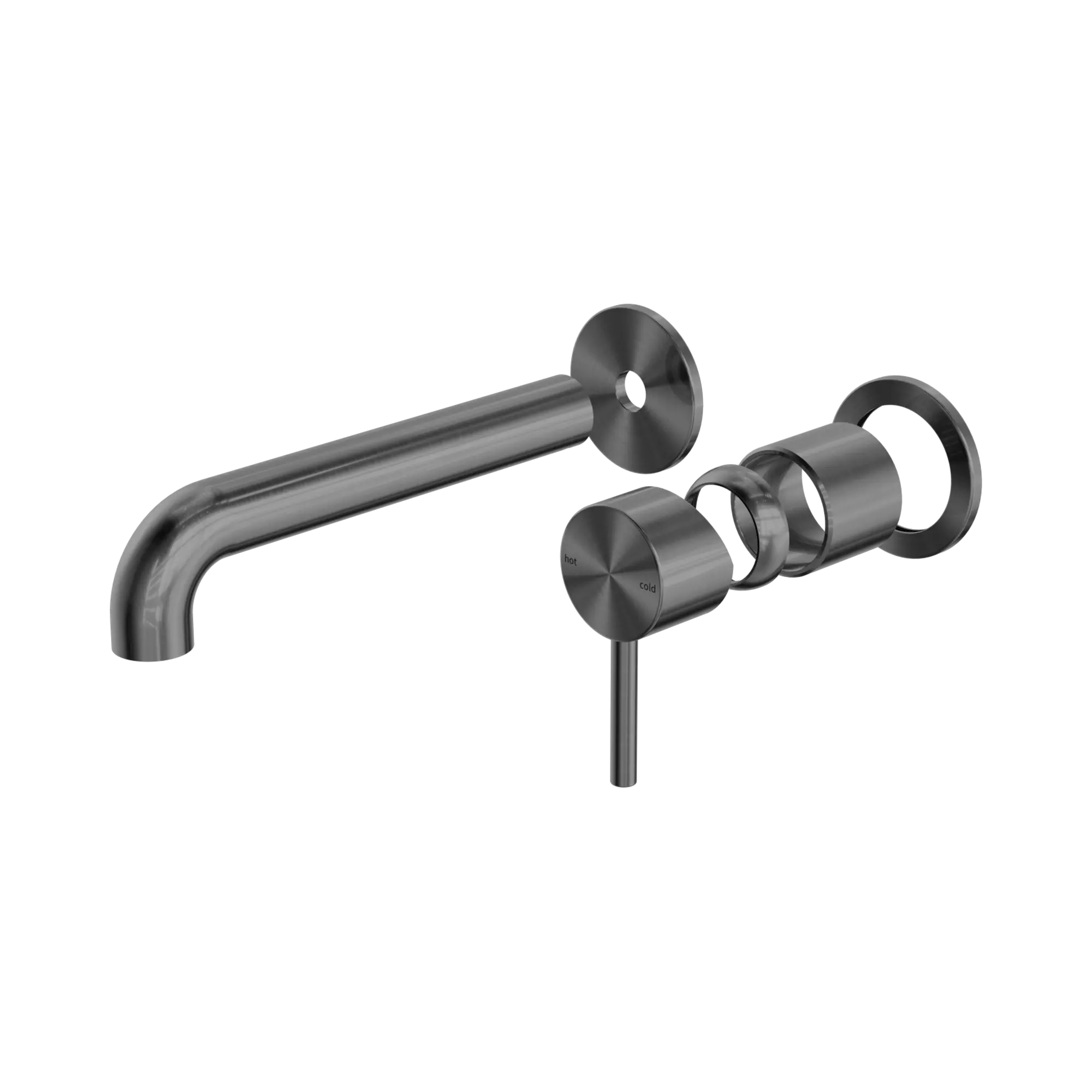 NR162210b185t GR Zen SS316 L Wall Basin Bath Mixer Separate Back Plate 185mm Spout Trim Kits Only Graphite image 1