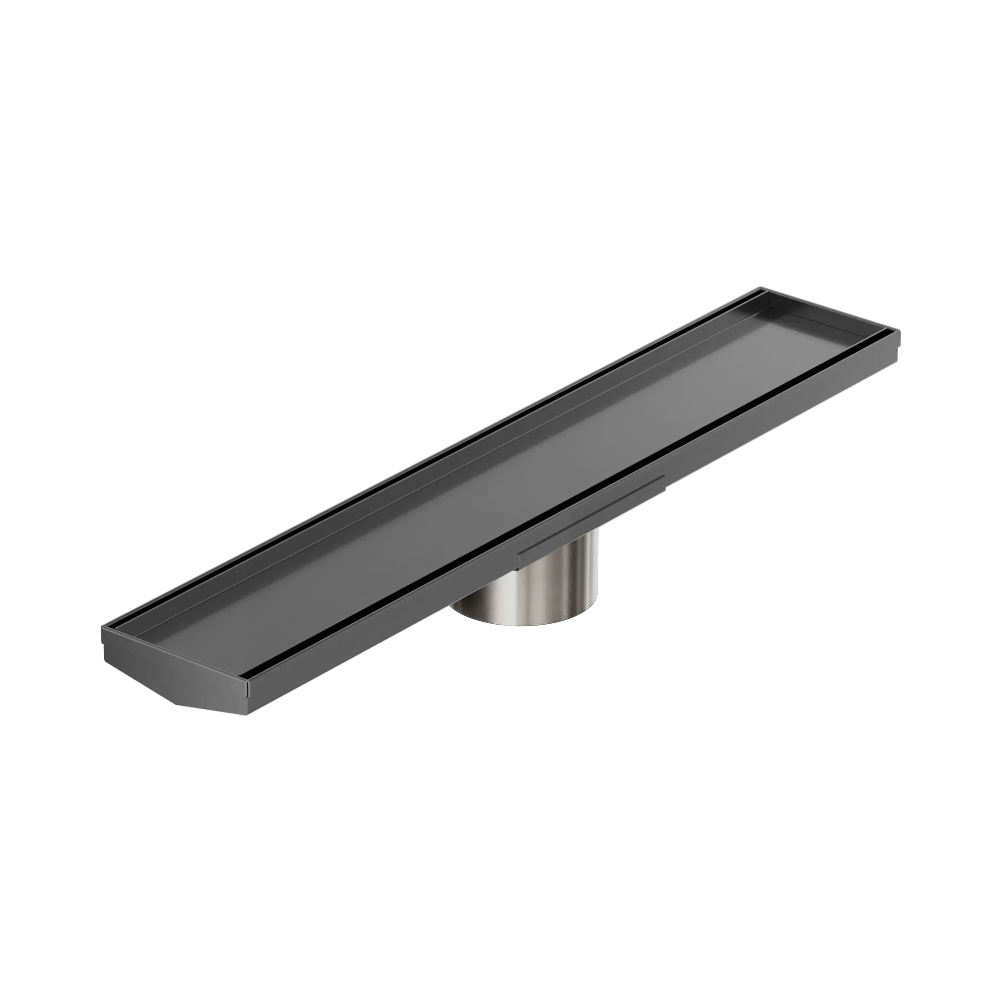 NRFG004 HSGM Tile Insert V Channel 600mm Floor Grate 89mm Outlet With Hole Saw Gun Metal image 1