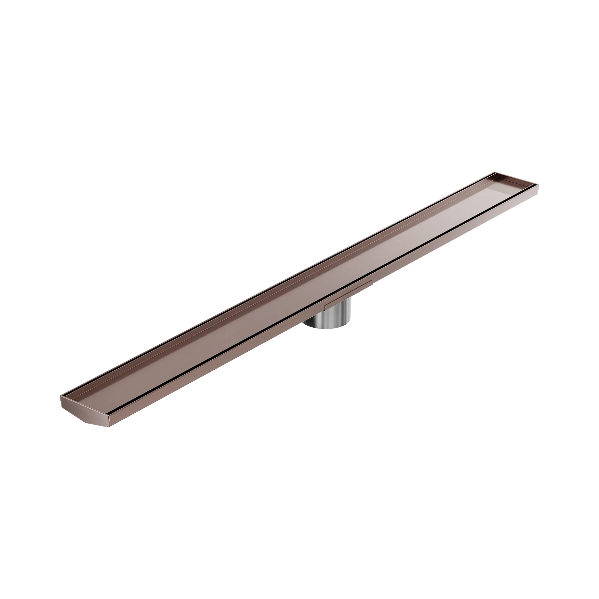 NRFG005 HSBZ Tile Insert V Channel 1200mm Floor Grate 89mm Outlet With Hole Saw Brushed Bronze image 1