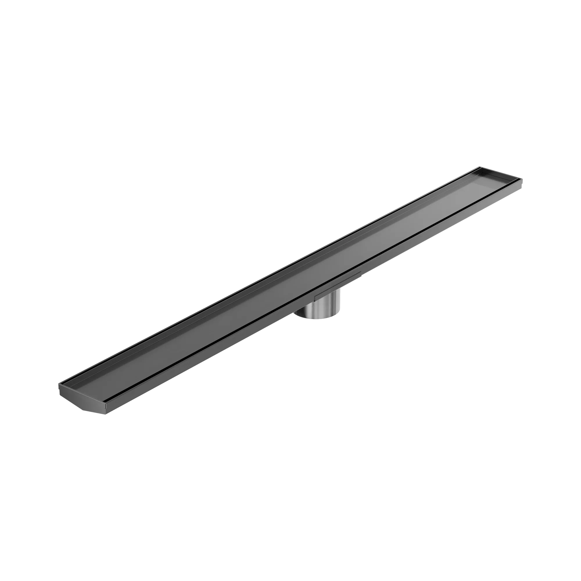 NRFG005 HSGM Tile Insert V Channel 1200mm Floor Grate 89mm Outlet With Hole Saw Gun Metal image 1