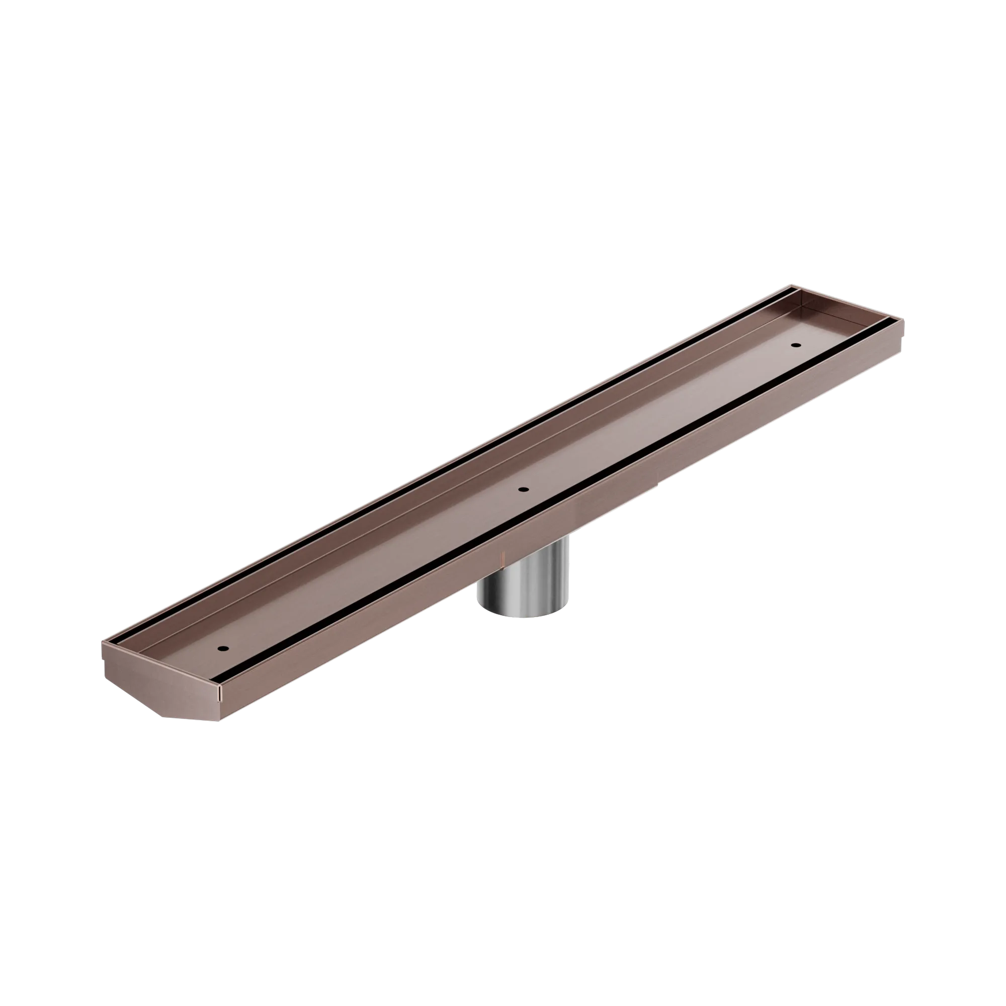 NRFG006 HSBZ Tile Insert V Channel 600mm Floor Grate 50mm Outlet With Hole Saw Brushed Bronze image 1